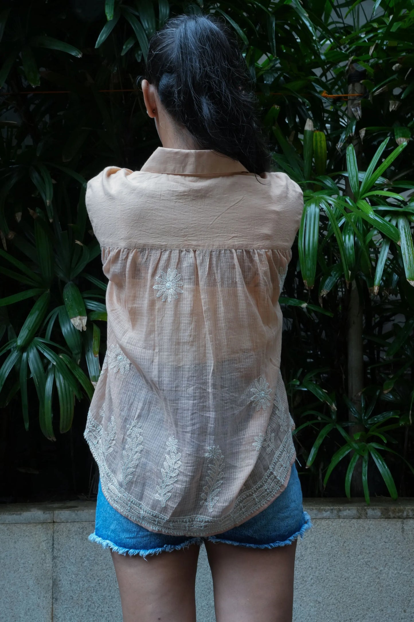 Back Gathers Chikankari Shirt - Butter