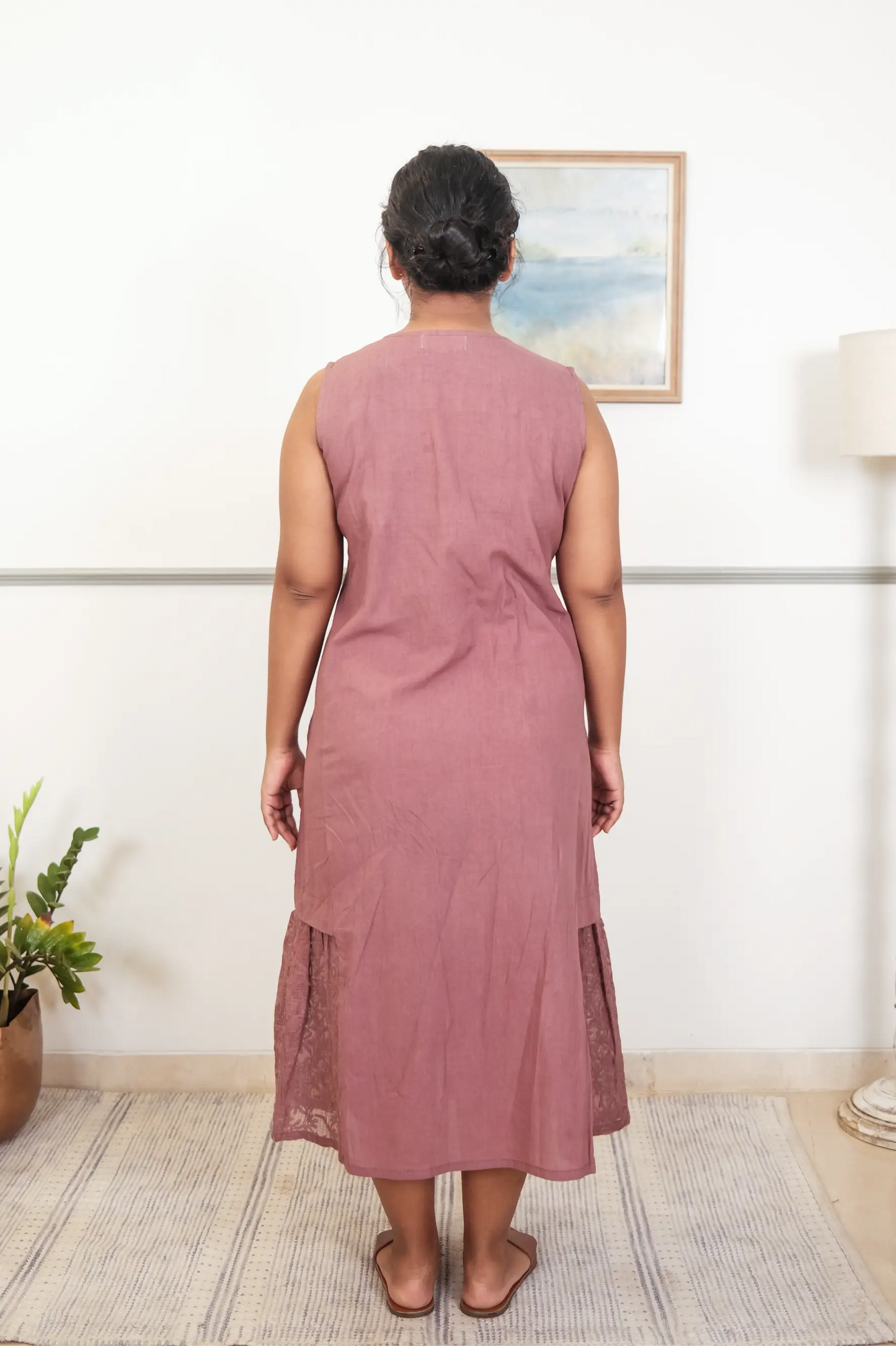 Side Frill Chikankari Dress
