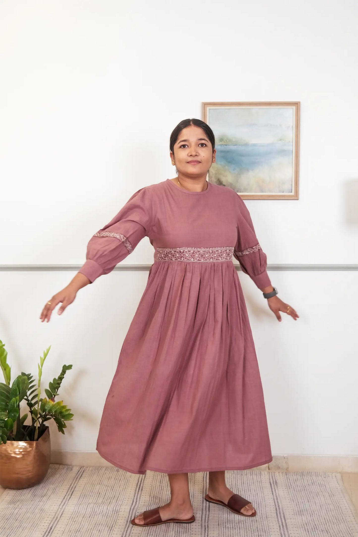 Amhara Chikankari Yoke dress