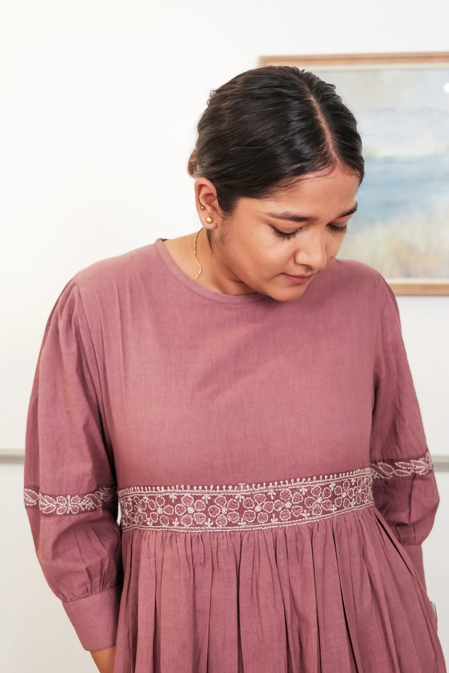 Amhara Chikankari Yoke dress