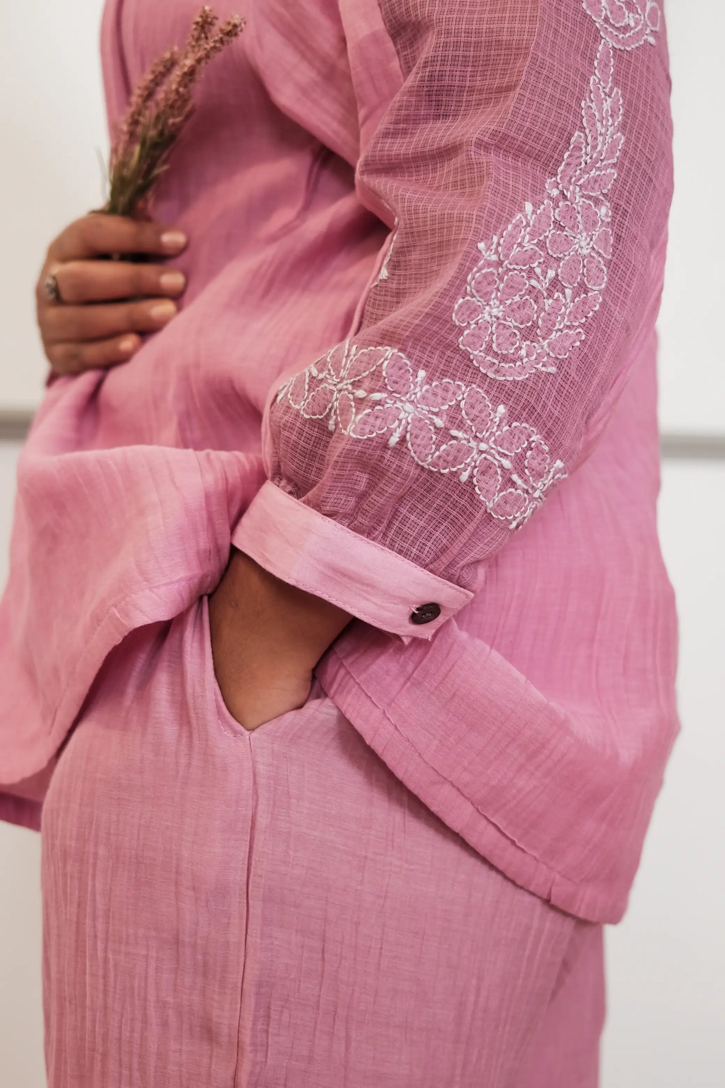 Chikankari Mul Co-ord Set - Short