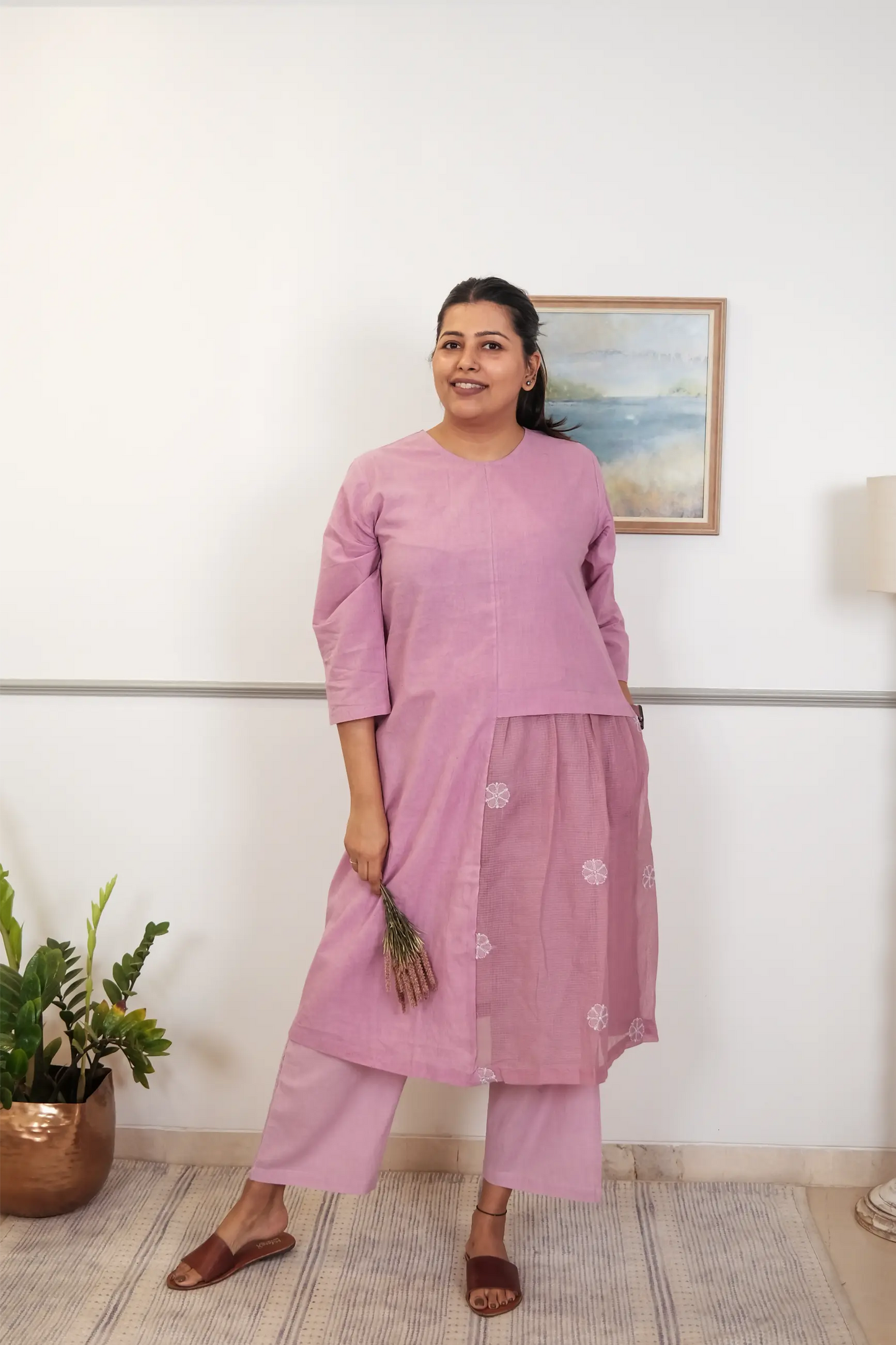 Side Frill Chikankari Co-ord Set