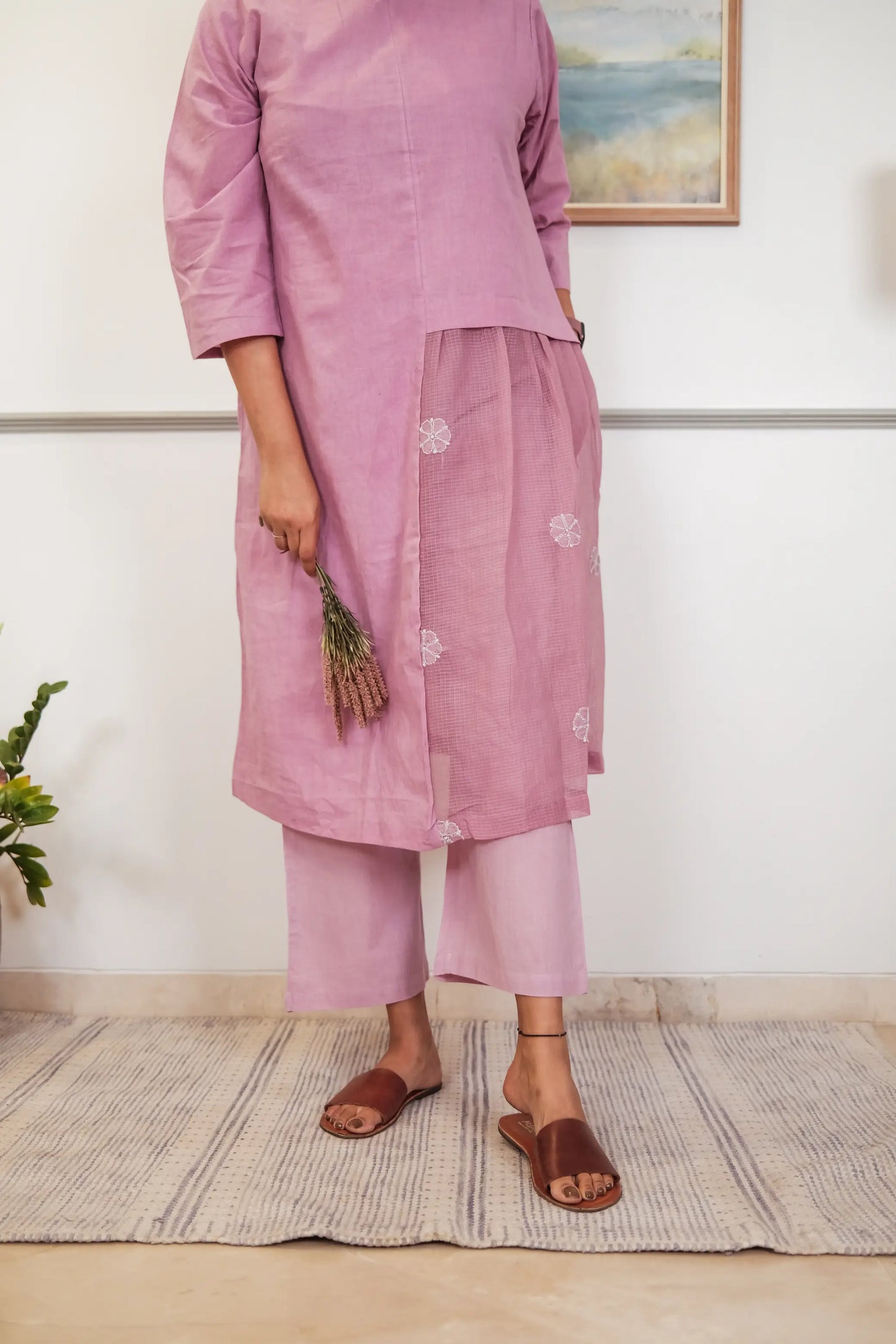 Side Frill Chikankari Co-ord Set
