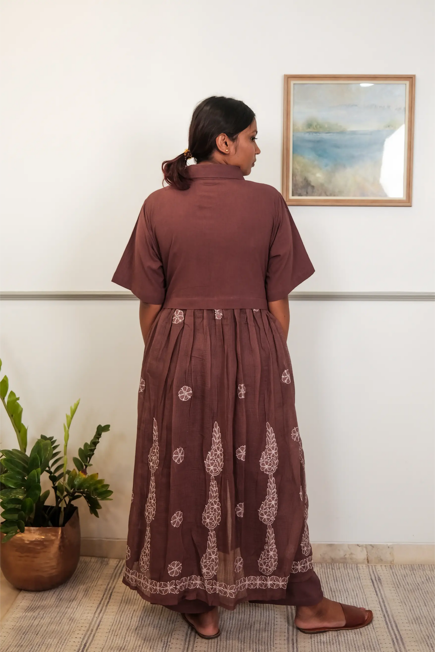 Back Gathers Chikankari Co-ord Set