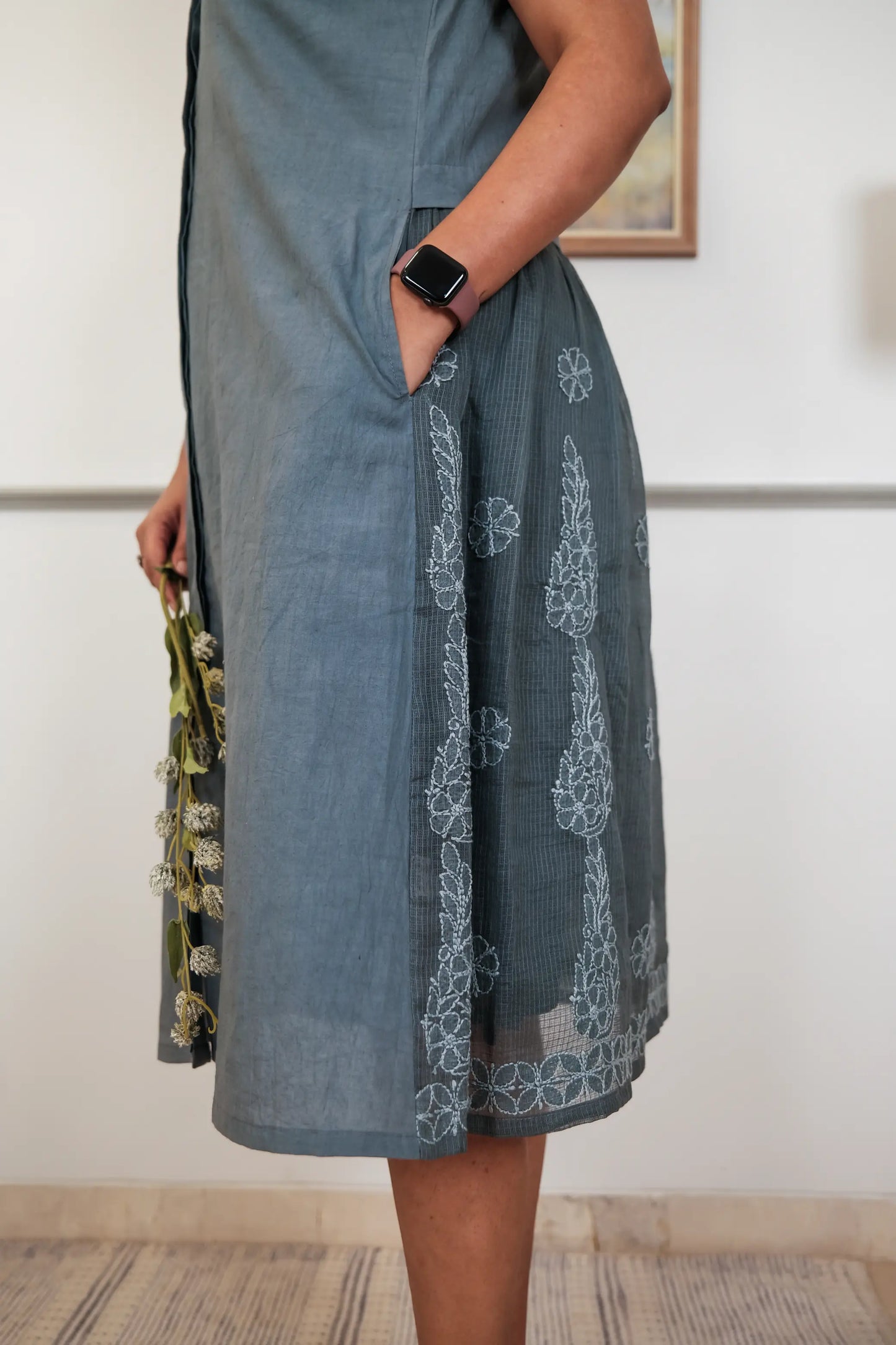 Back Gathers Chikankari Dress