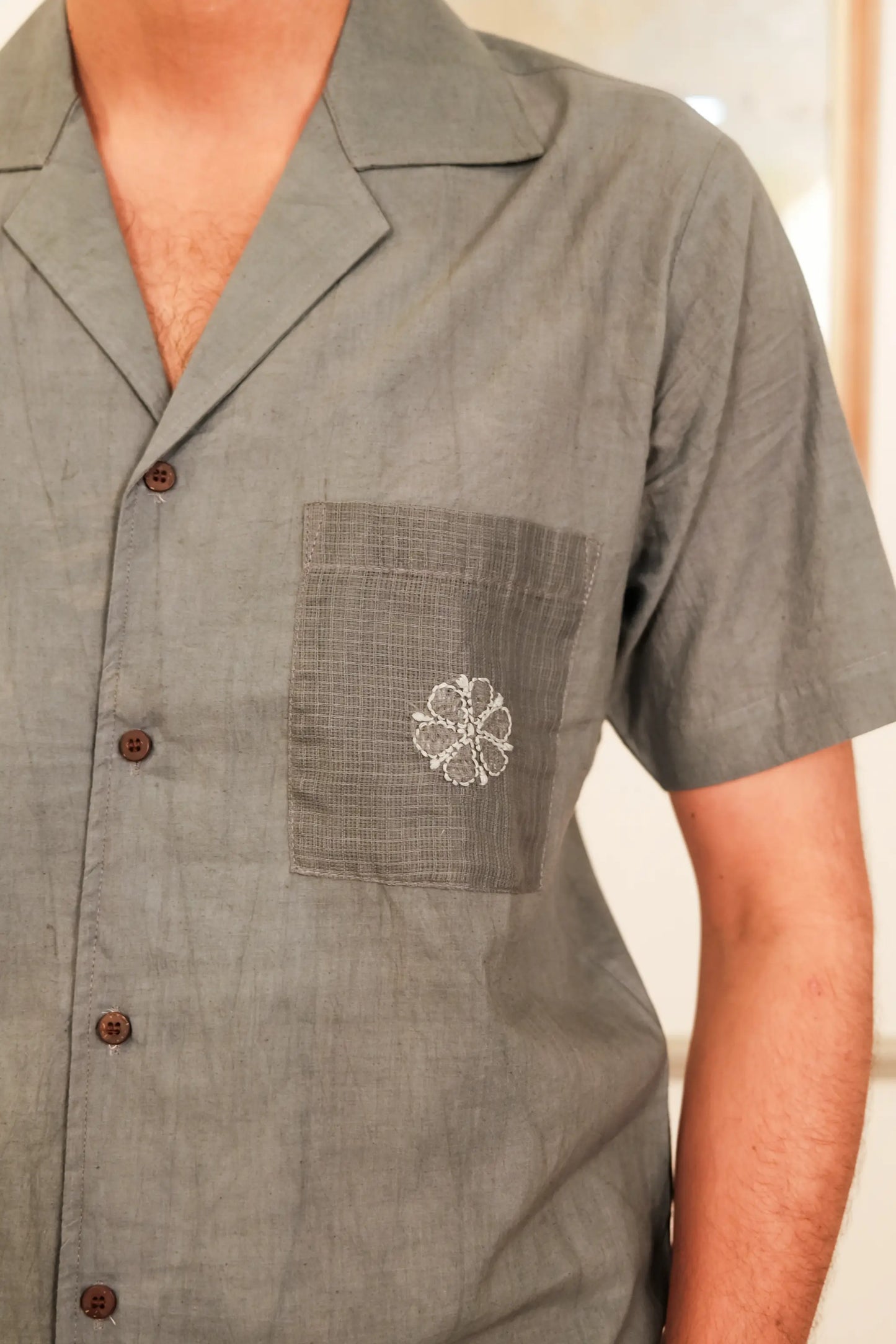 Amhara Unisex Chikankari Shirt - Slate Grey