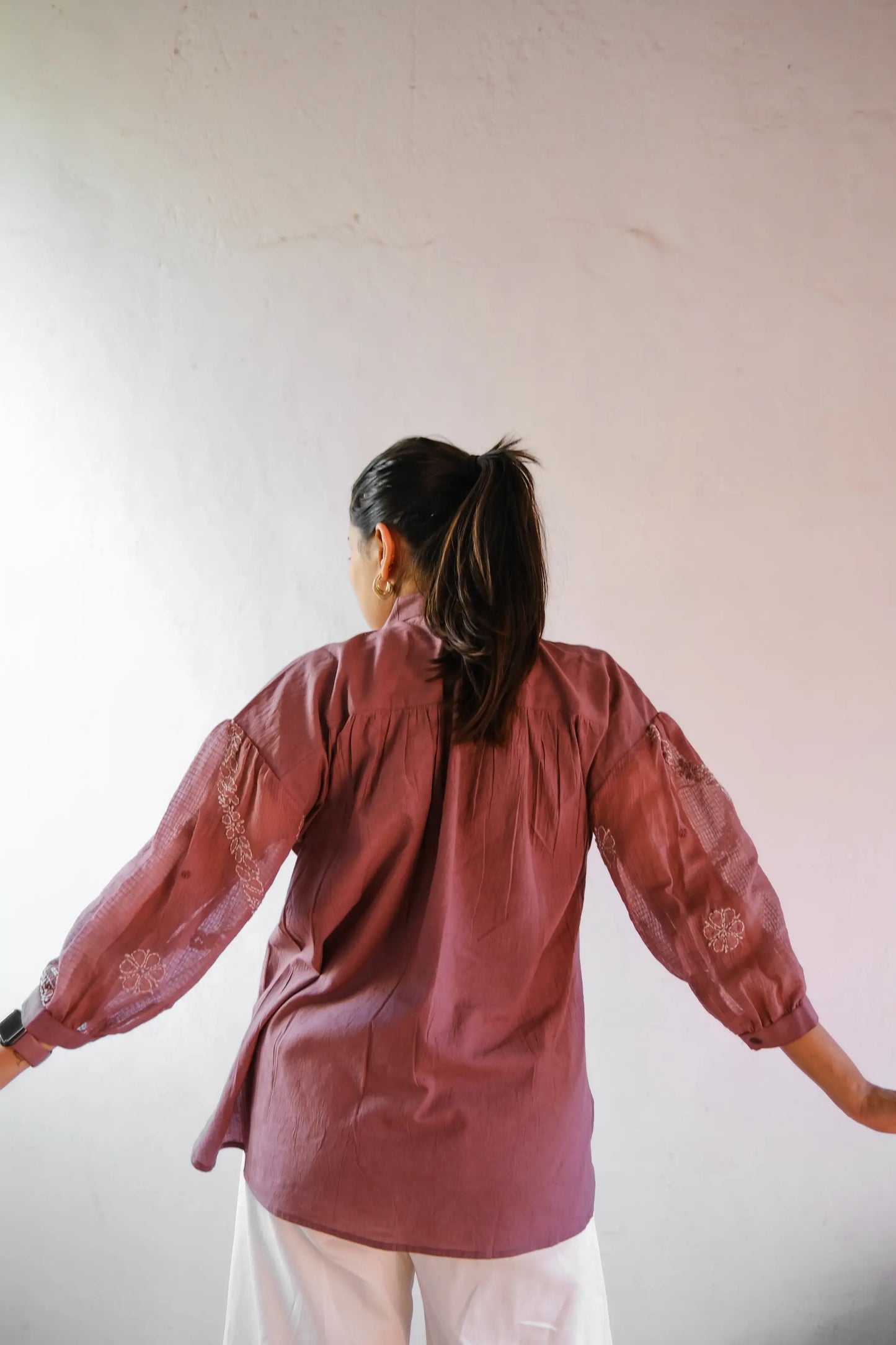 Balloon Sleeve Chikankari Shirt