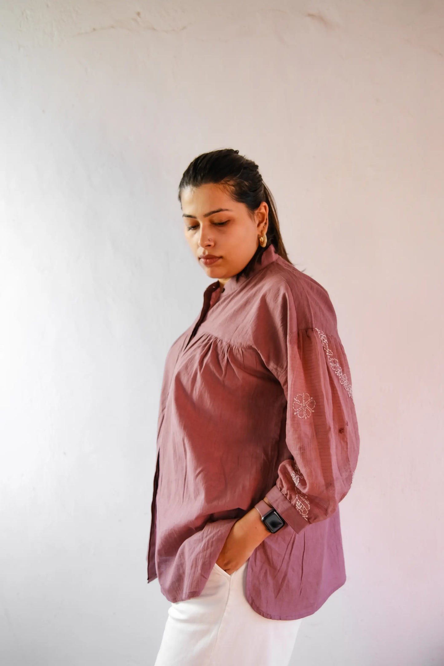 Balloon Sleeve Chikankari Shirt