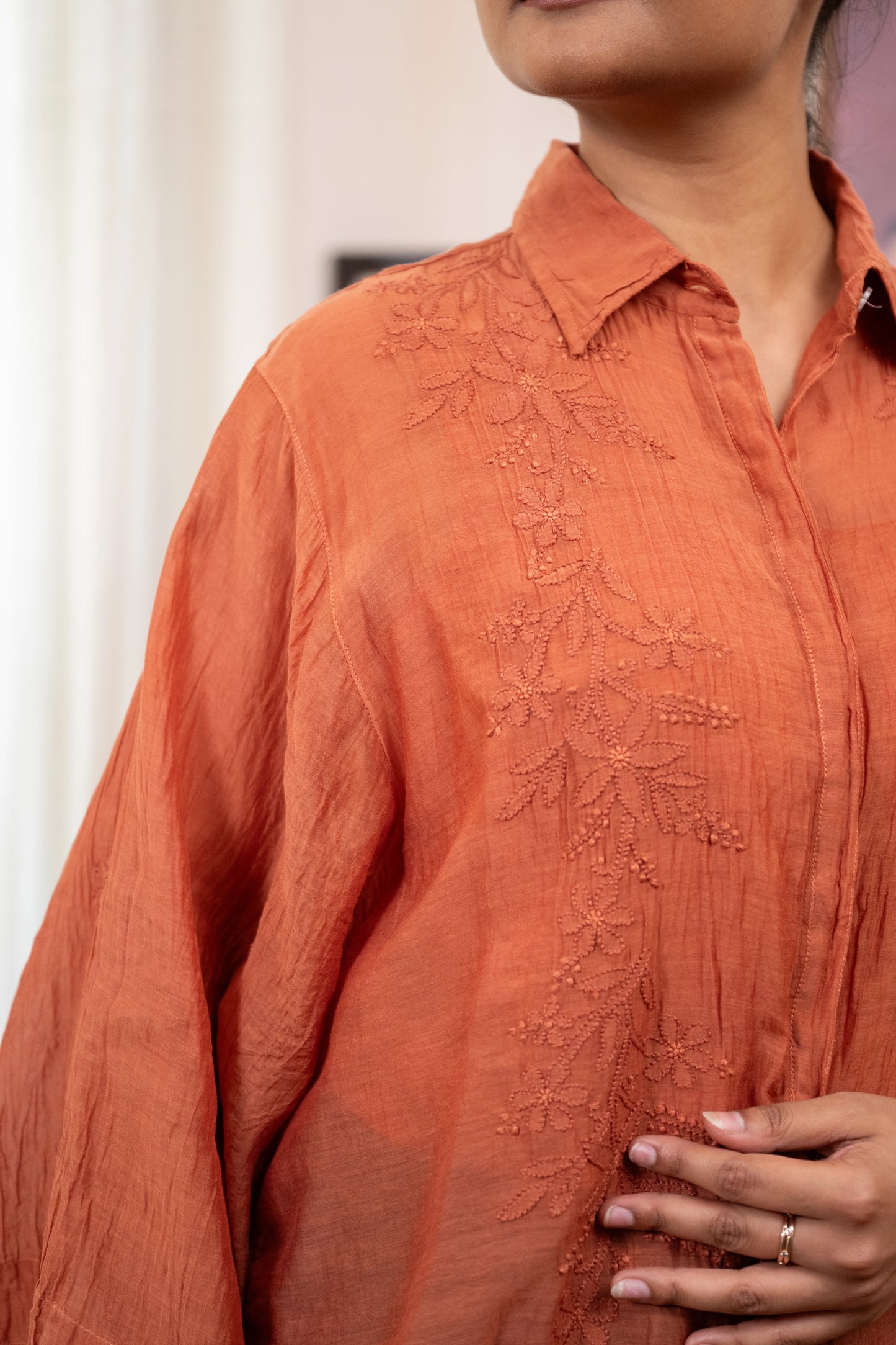 Amhara Chikankari Boxy Sleeve Shirt