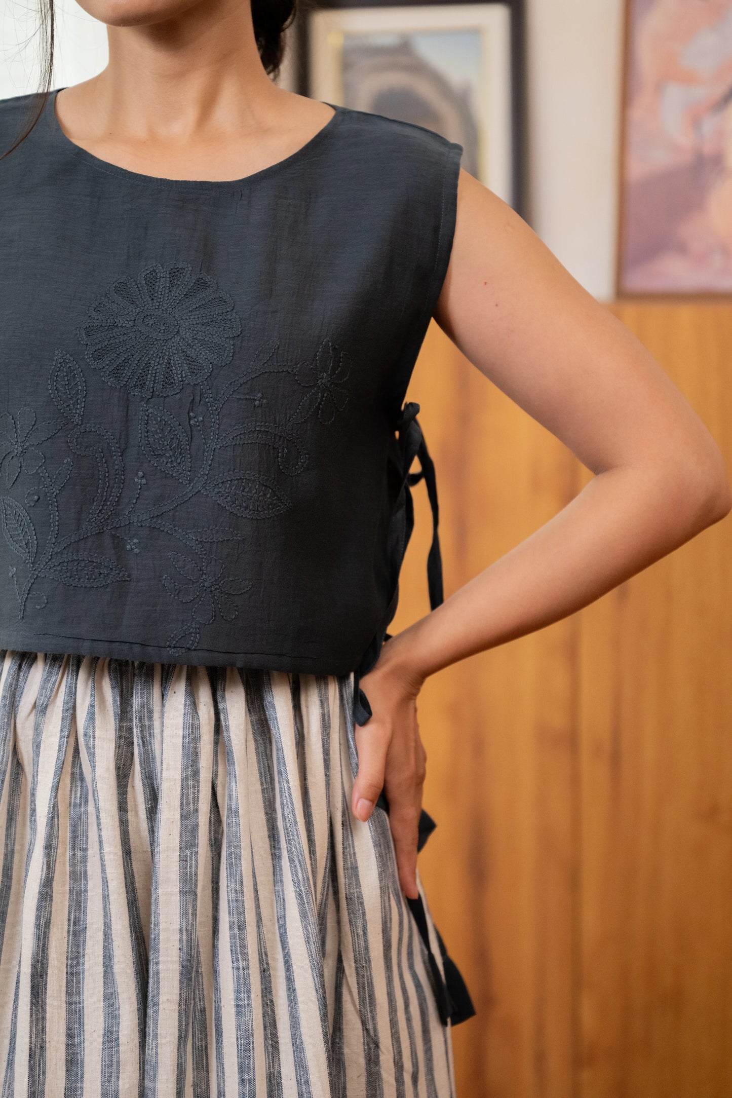 Chikankari Bib & Skirt Co-ord Set