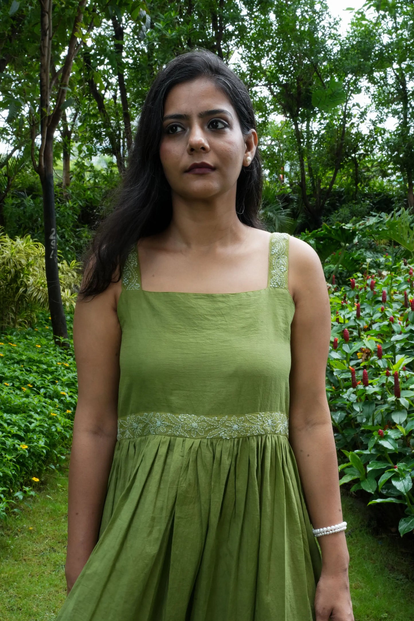 Amhara Strappy Yoke Dress - Rosemary