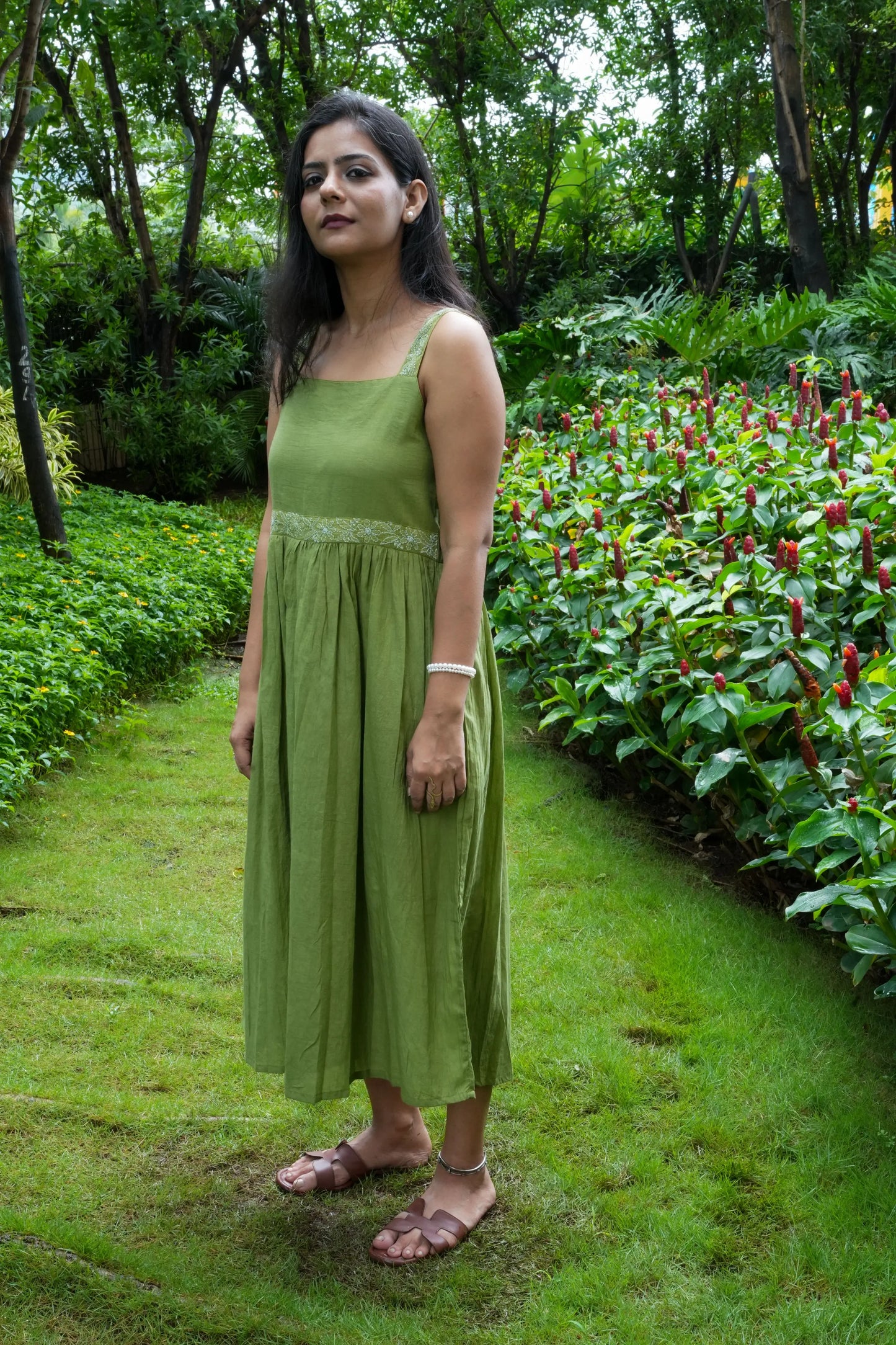 Amhara Strappy Yoke Dress - Rosemary