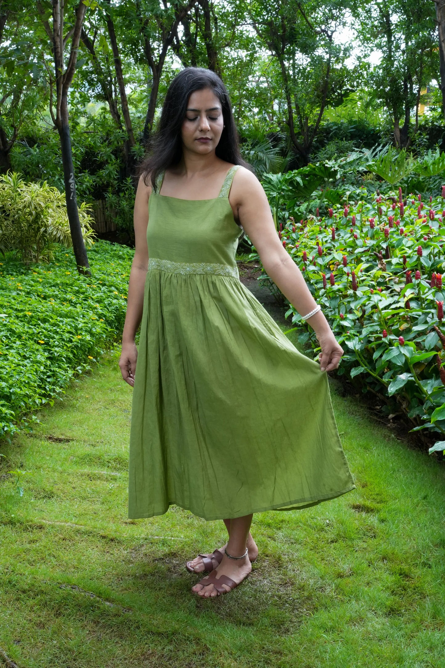 Amhara Strappy Yoke Dress - Rosemary