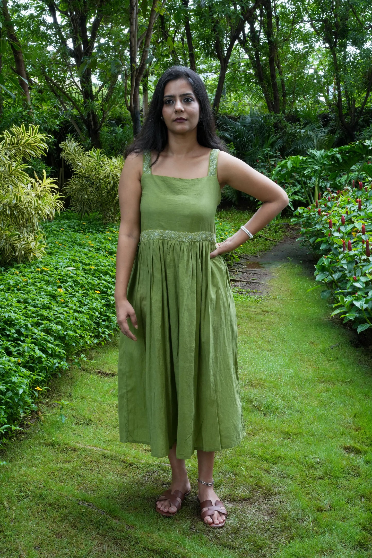 Amhara Strappy Yoke Dress - Rosemary