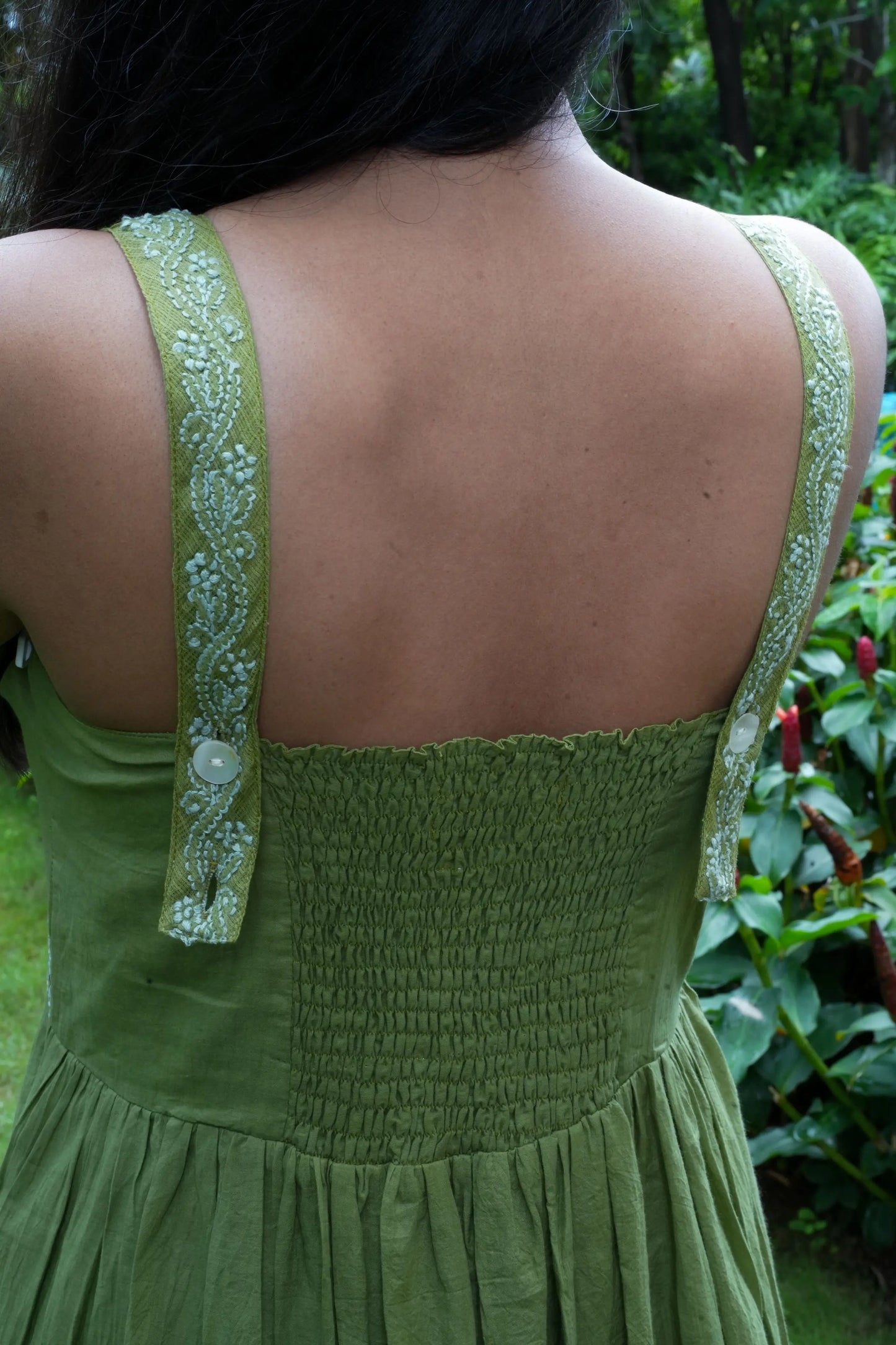 Amhara Strappy Yoke Dress - Rosemary