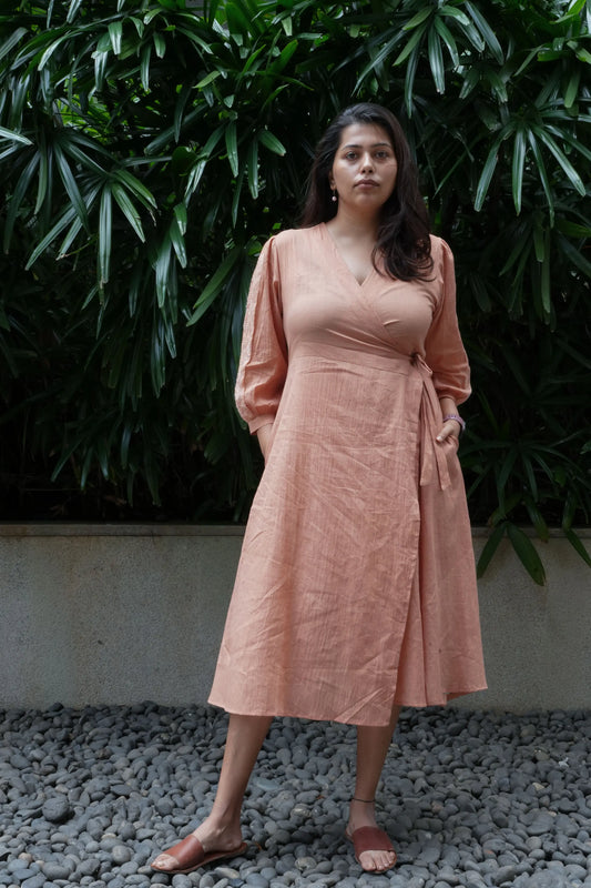 Chikankari Midi Wrap Dress - Cotton