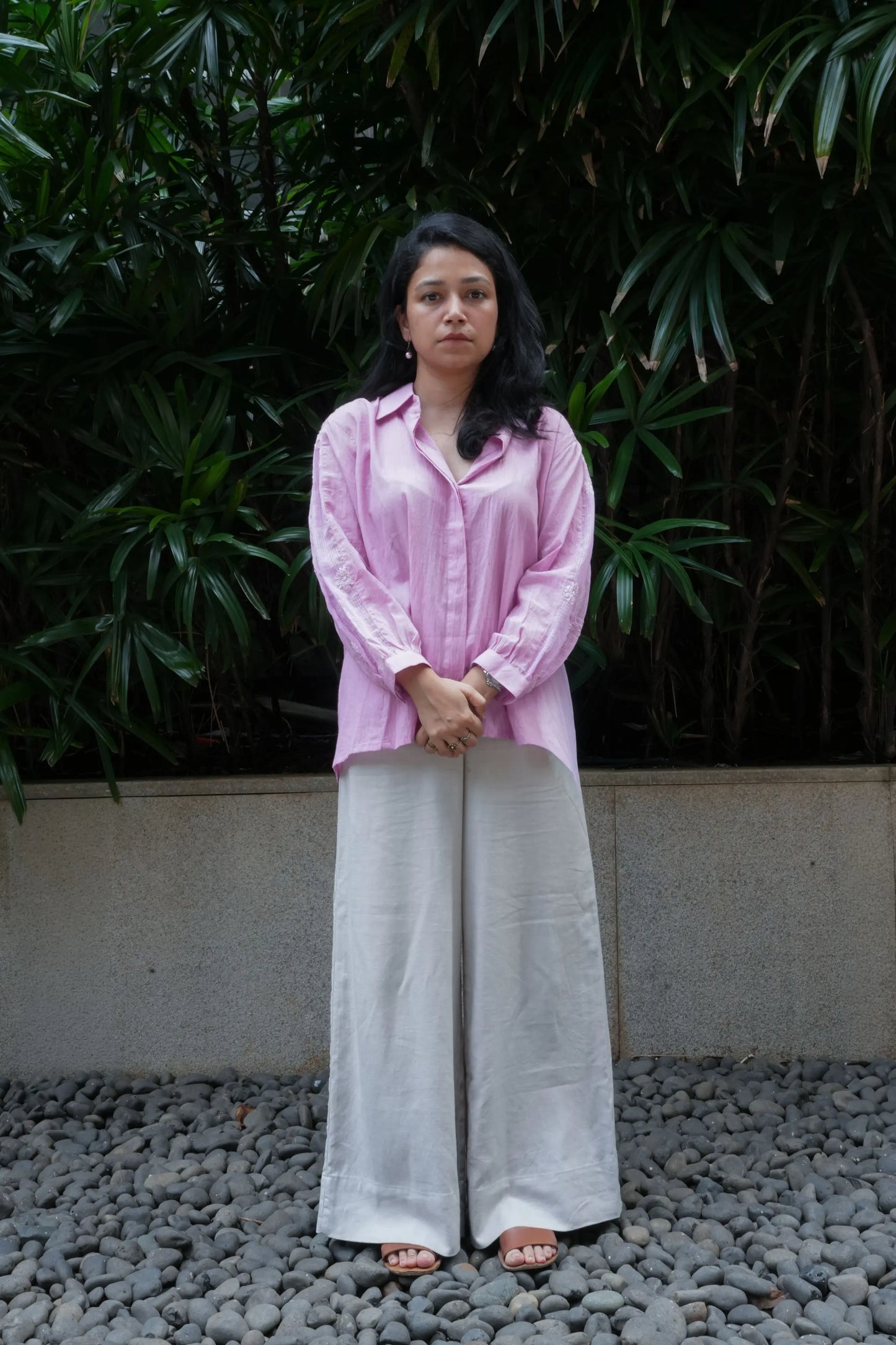 Chikankari Baazu Shirt - Blush Lavender