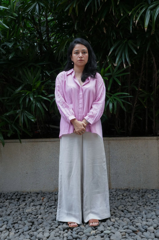Chikankari Baazu Shirt - Blush Lavender