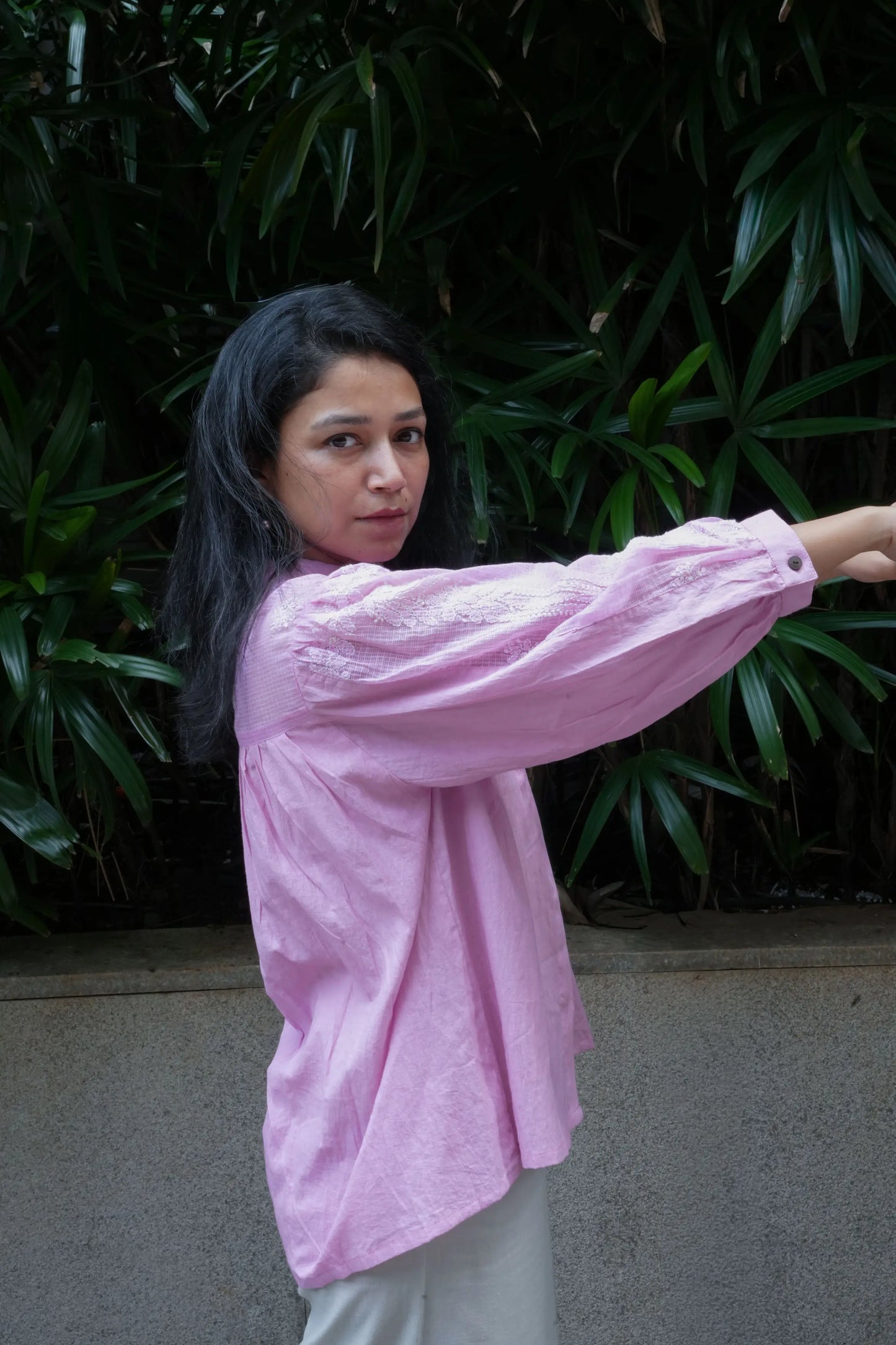 Chikankari Baazu Shirt - Blush Lavender