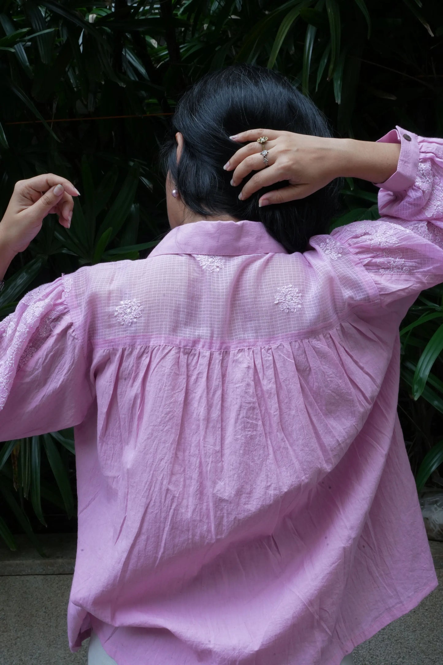 Chikankari Baazu Shirt - Blush Lavender