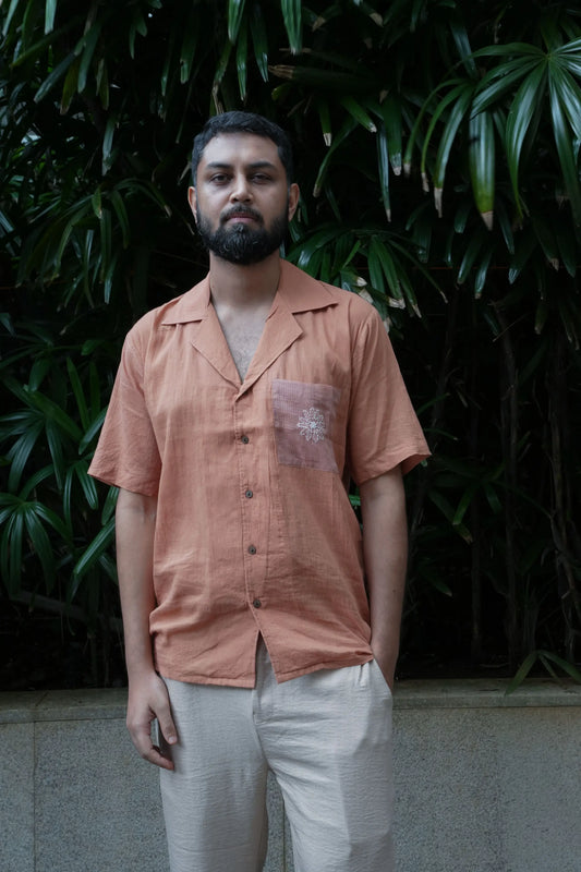 Amhara Unisex Chikankari Shirt - Mocha Brown