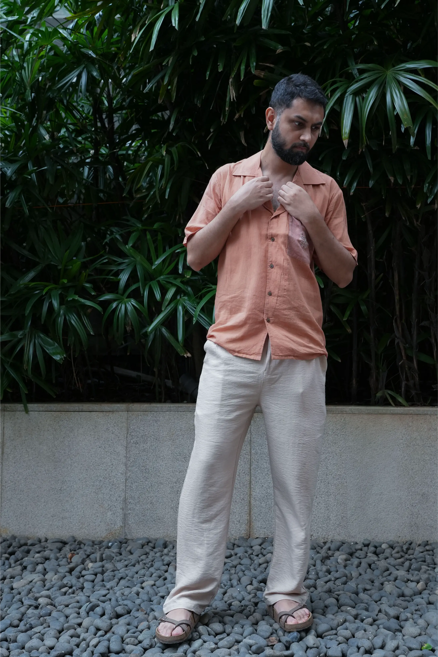 Amhara Unisex Chikankari Shirt - Mocha Brown