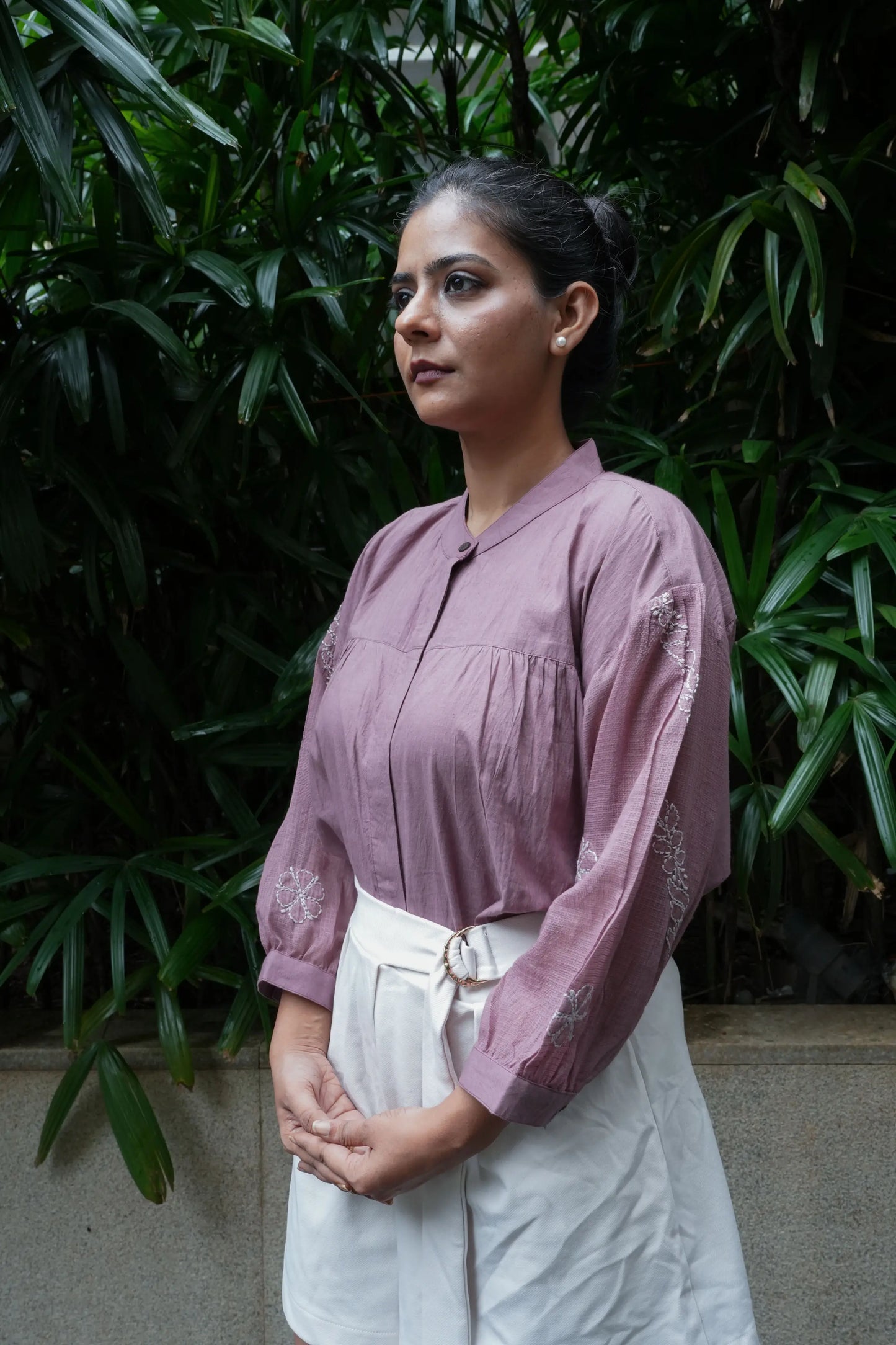 Balloon Sleeve Chikankari Shirt - Terrarosa