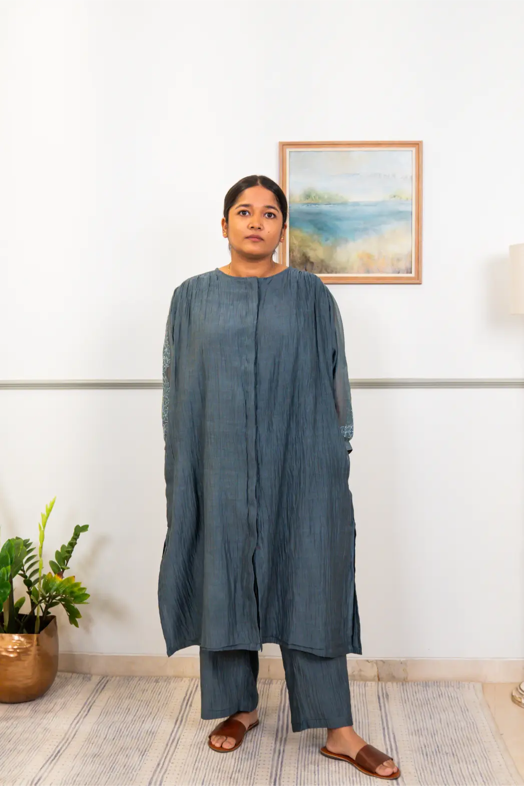 Chikankari Mul Co-ord Set - Long