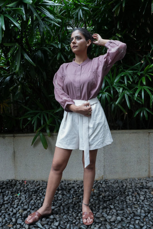 Balloon Sleeve Chikankari Shirt - Terrarosa