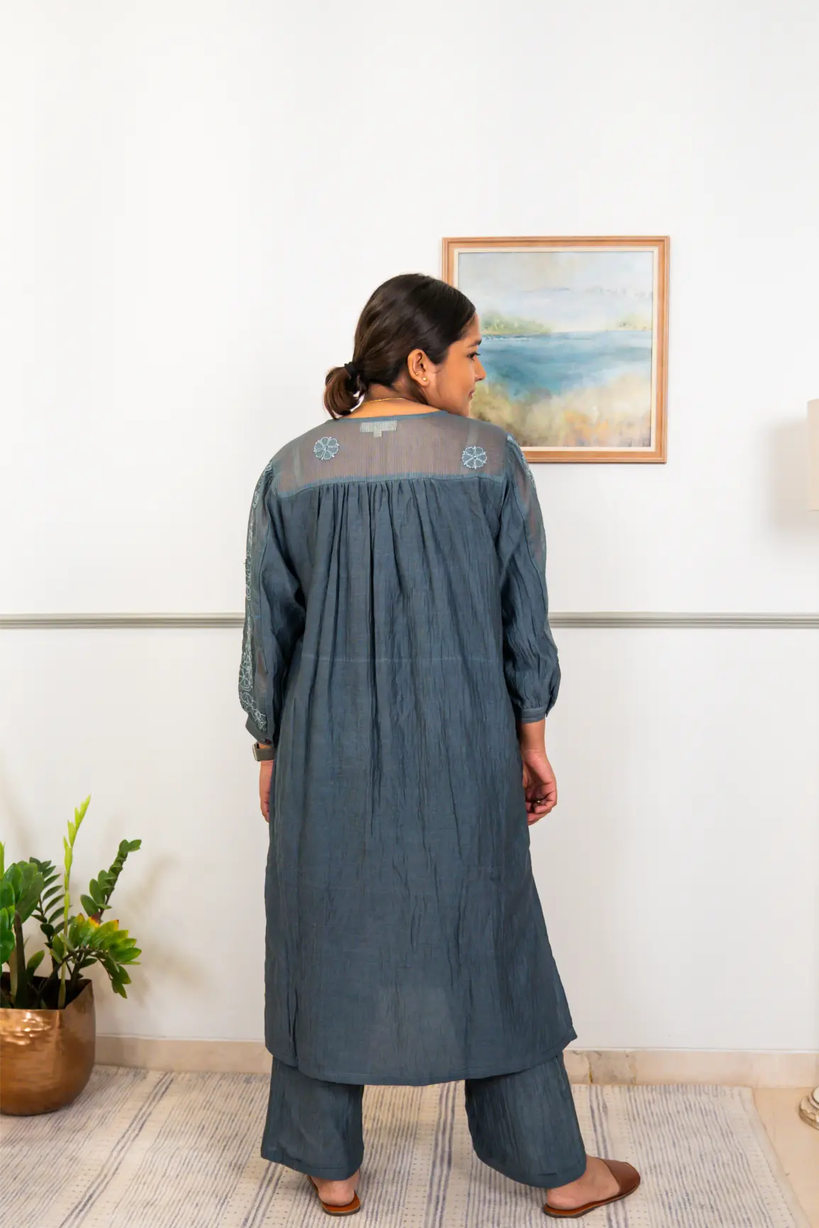 Chikankari Mul Co-ord Set - Long