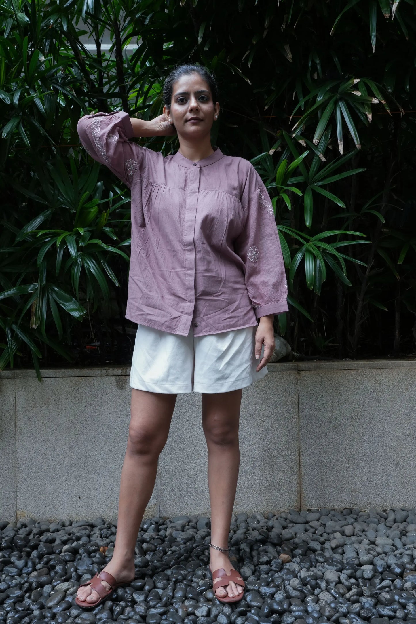 Balloon Sleeve Chikankari Shirt - Terrarosa