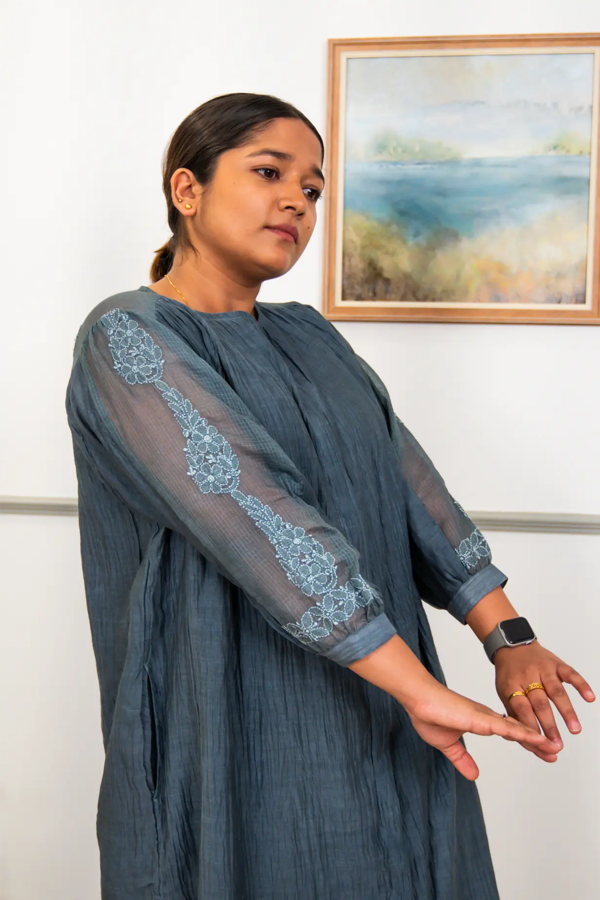 Chikankari Mul Co-ord Set - Long