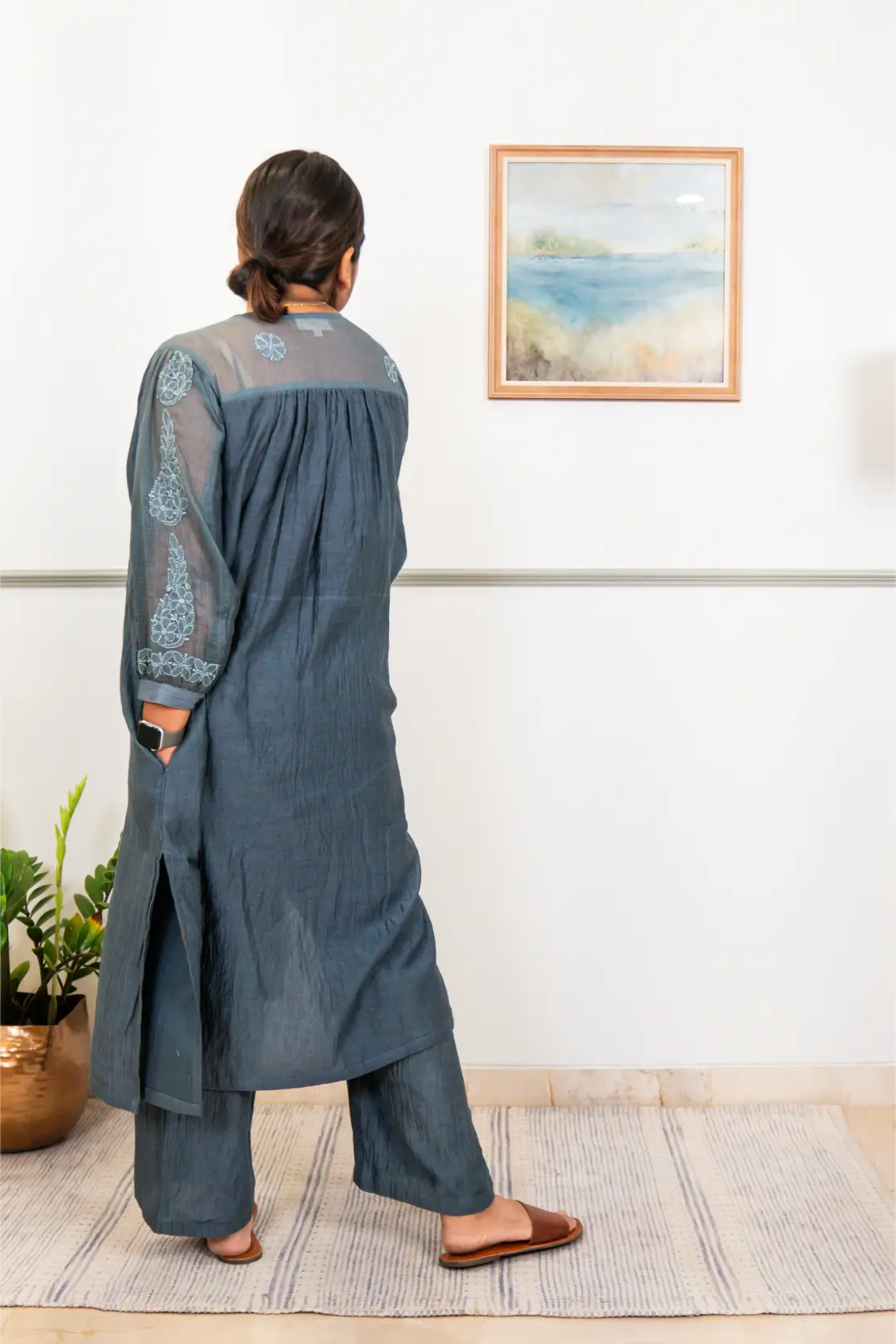 Chikankari Mul Co-ord Set - Long