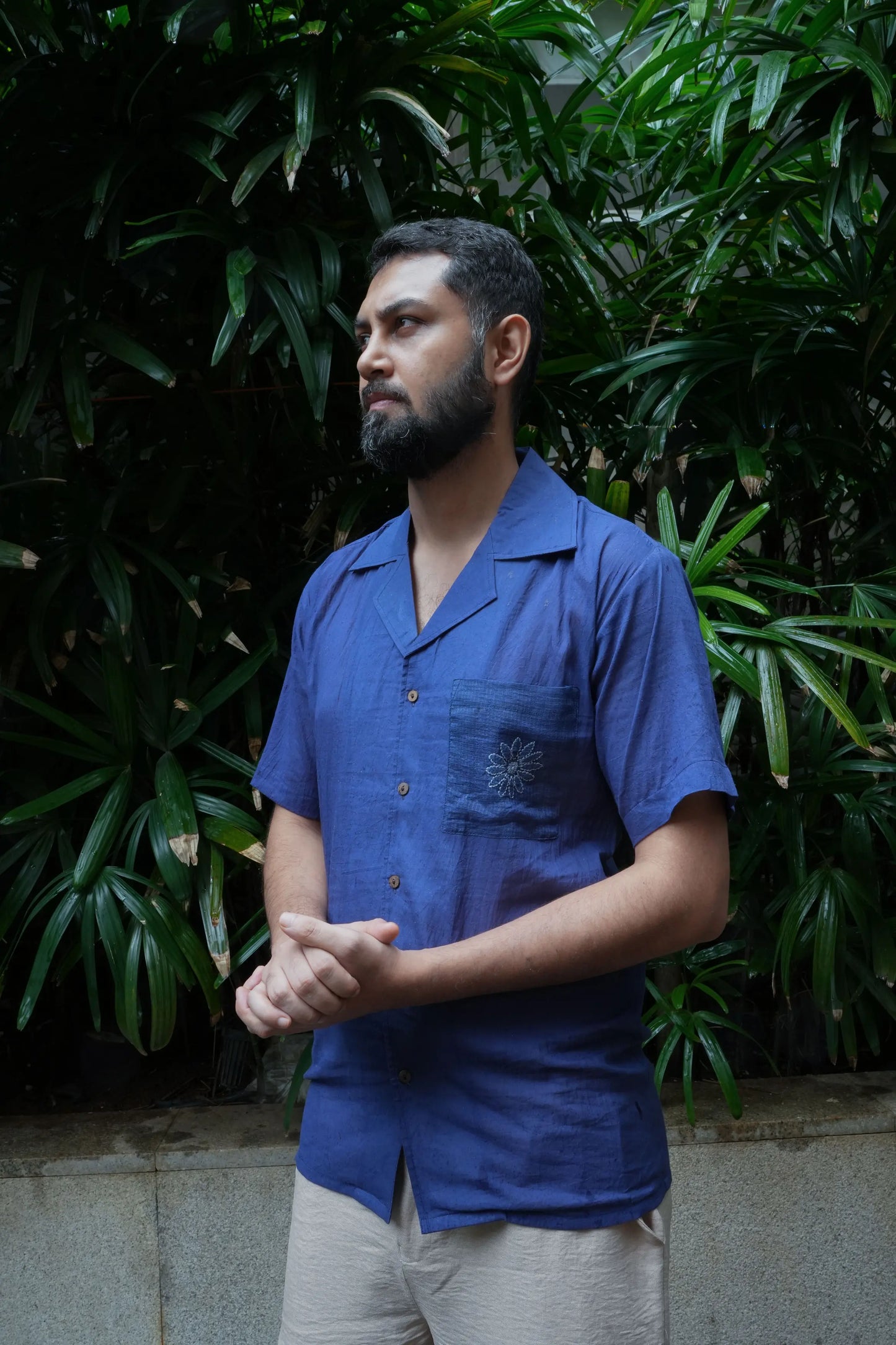 Amhara Unisex Chikankari Shirt - Cobalt Blue