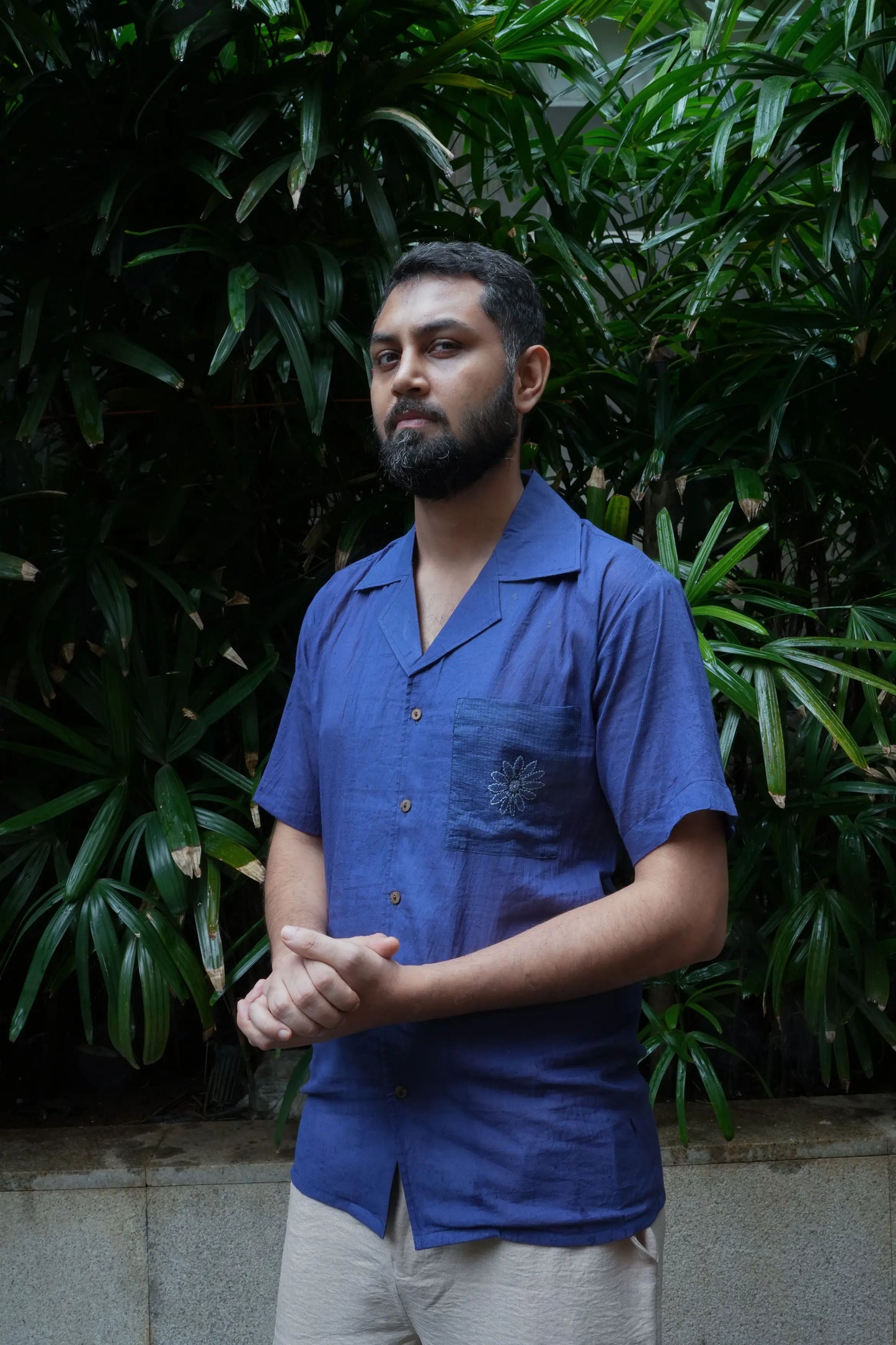 Amhara Unisex Chikankari Shirt - Cobalt Blue