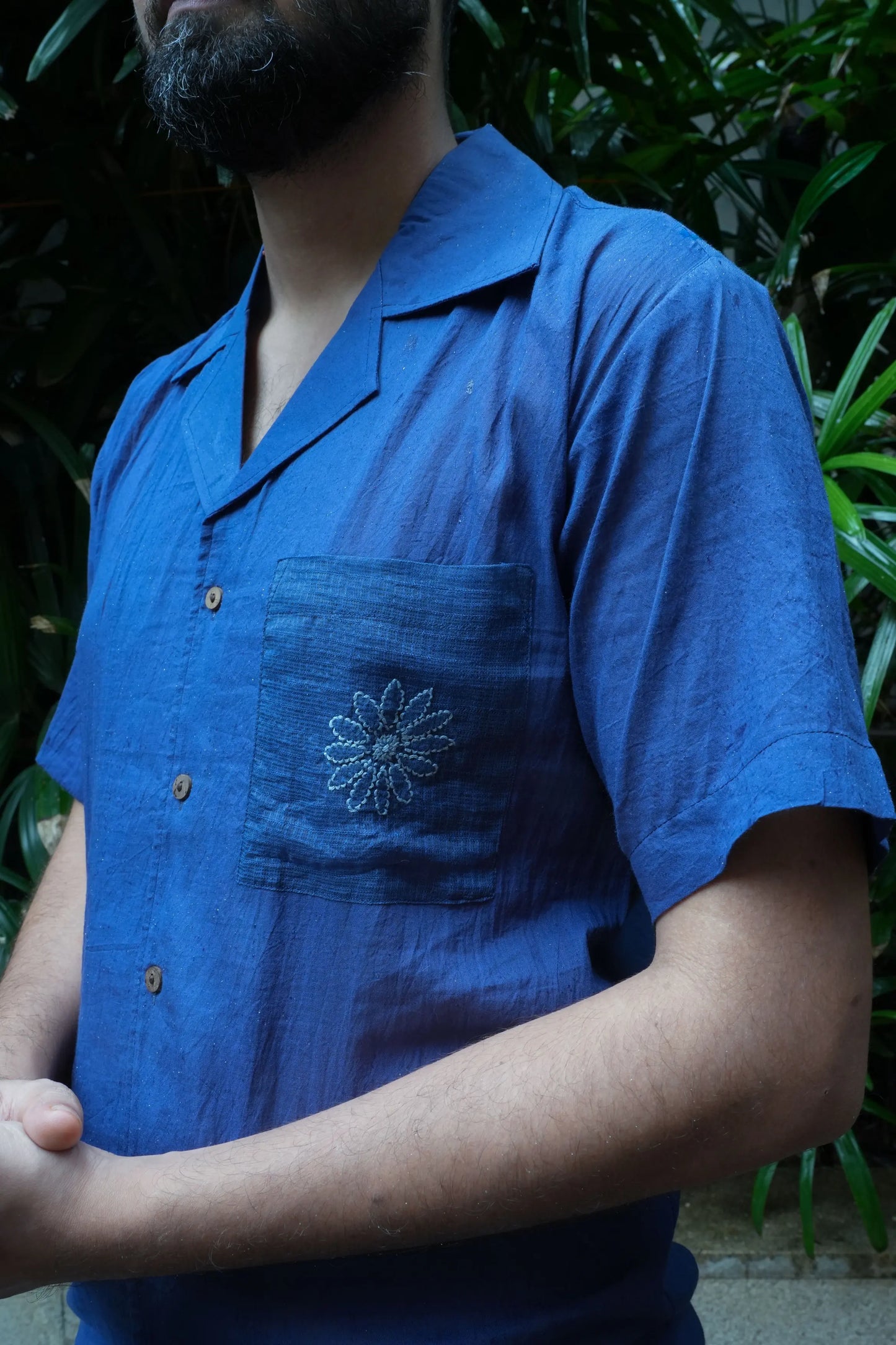 Amhara Unisex Chikankari Shirt - Cobalt Blue