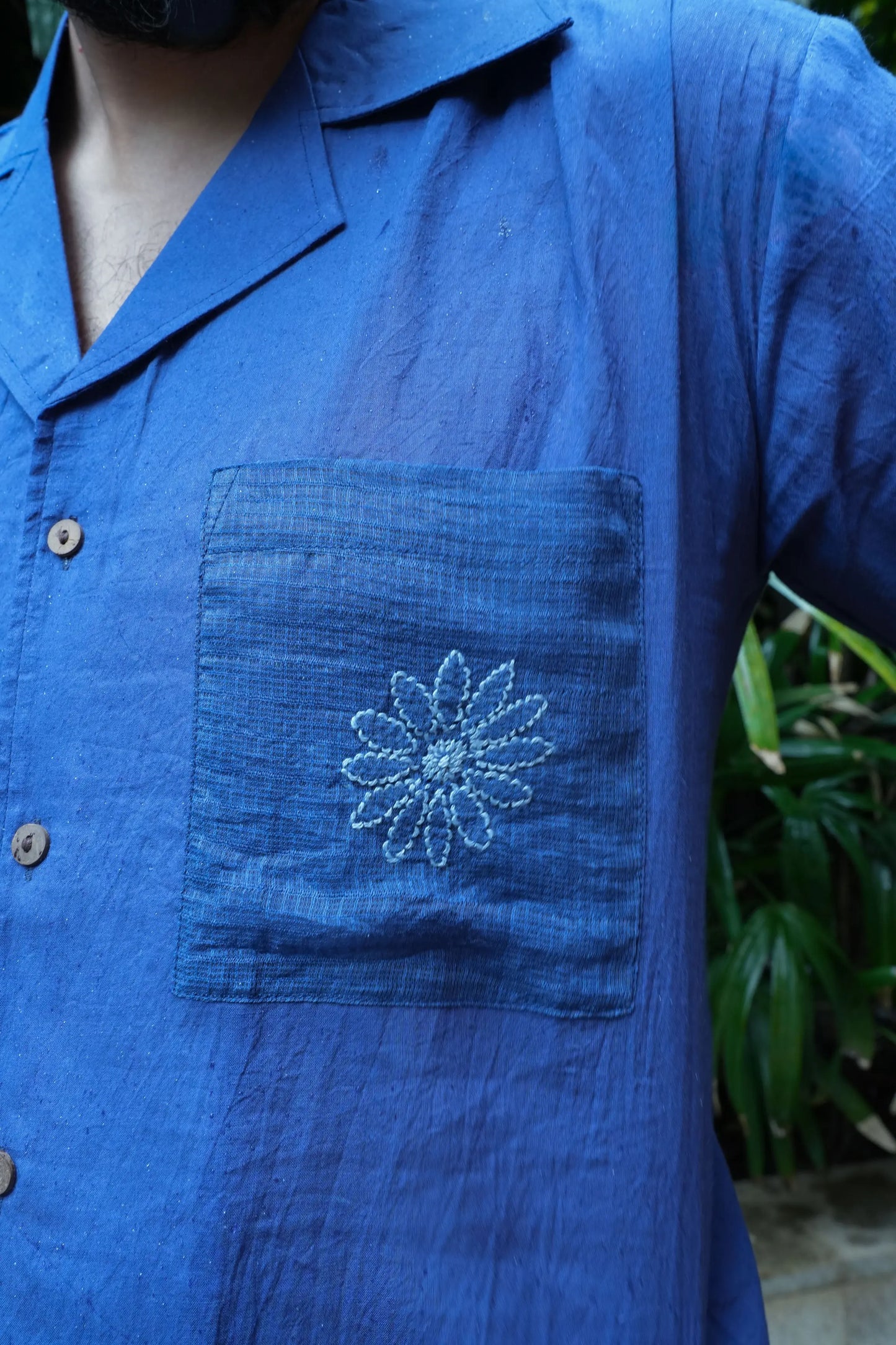 Amhara Unisex Chikankari Shirt - Cobalt Blue
