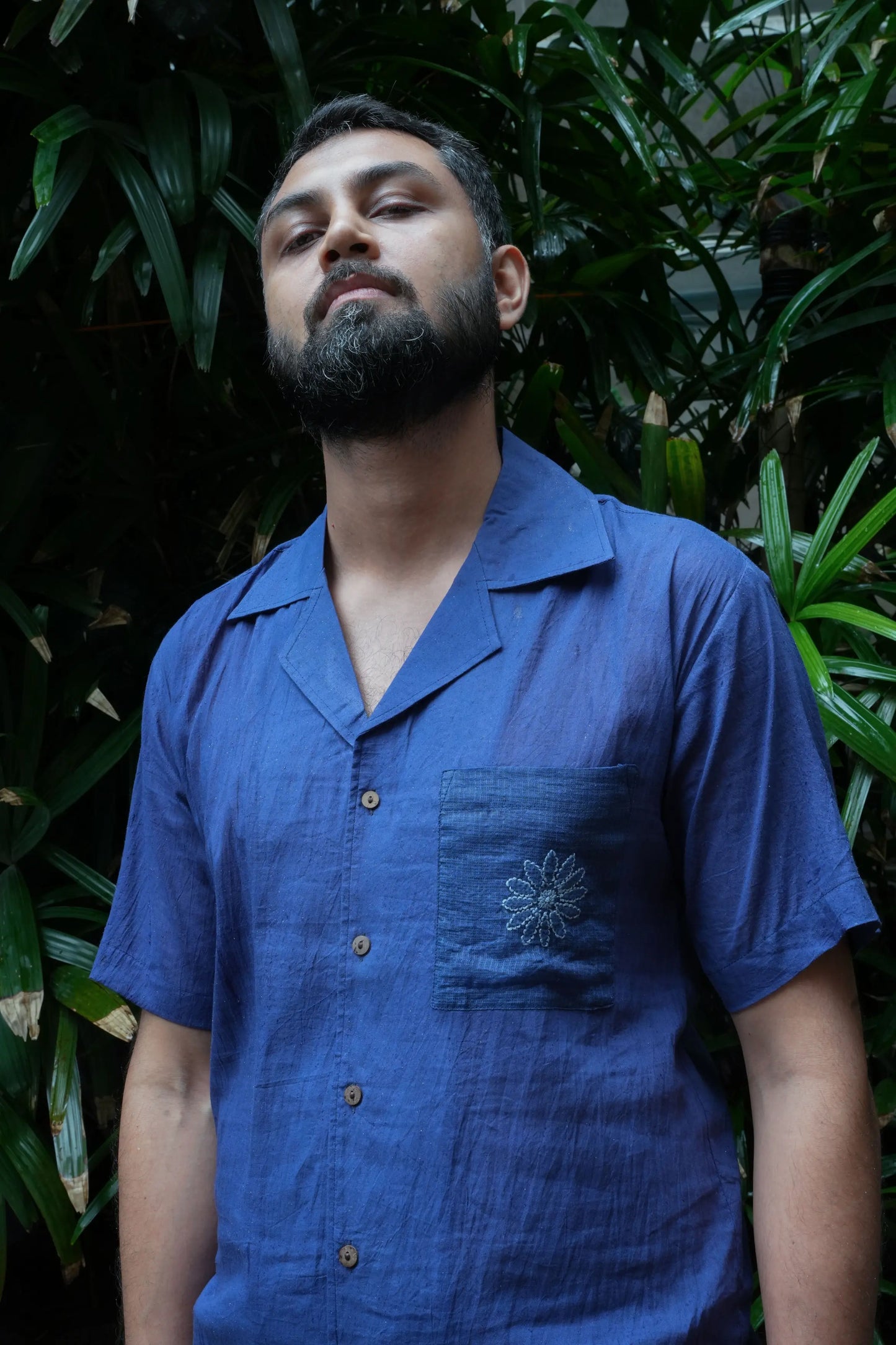 Amhara Unisex Chikankari Shirt - Cobalt Blue
