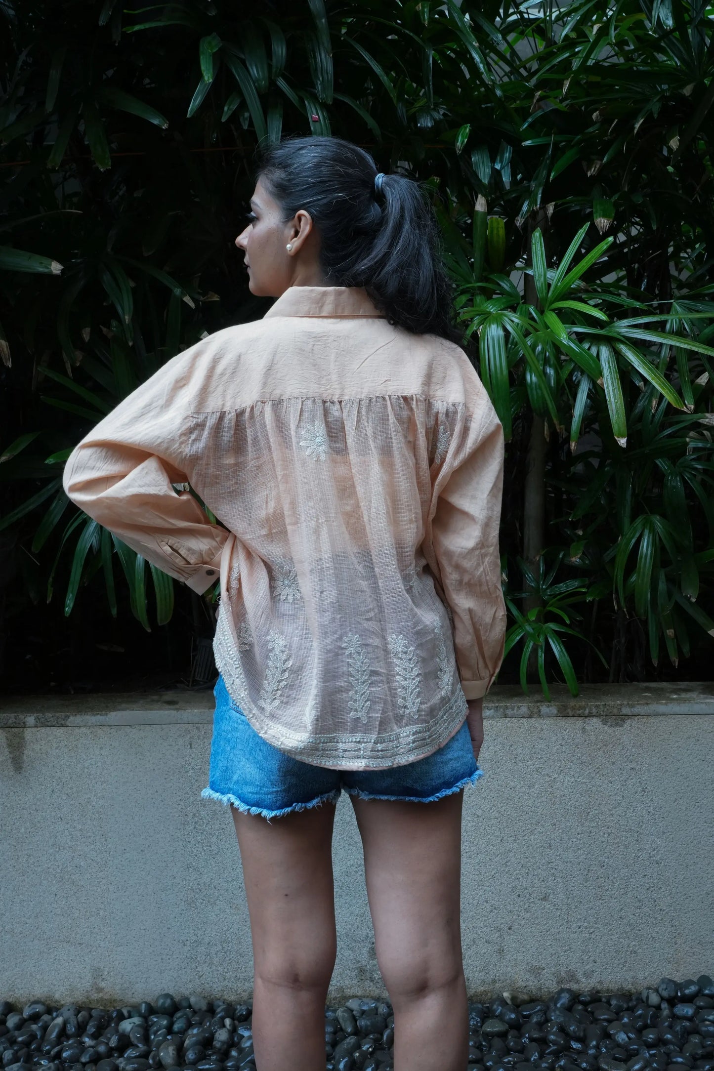 Back Gathers Chikankari Shirt - Butter