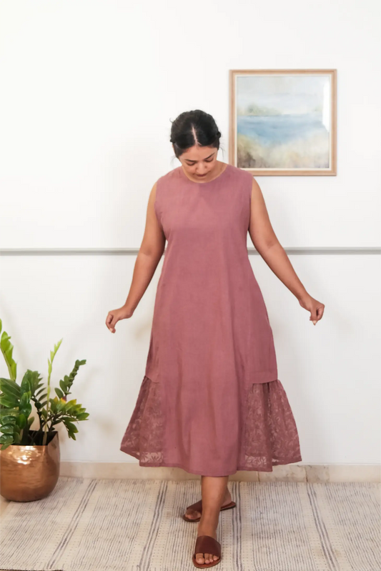 Side Frill Chikankari Dress
