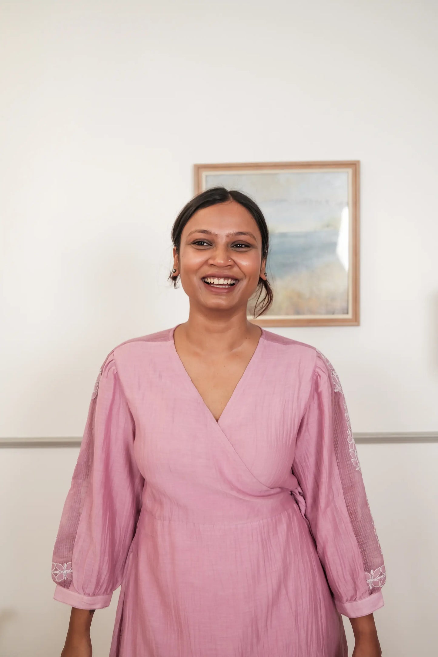 Chikankari Midi Wrap Dress - Mul