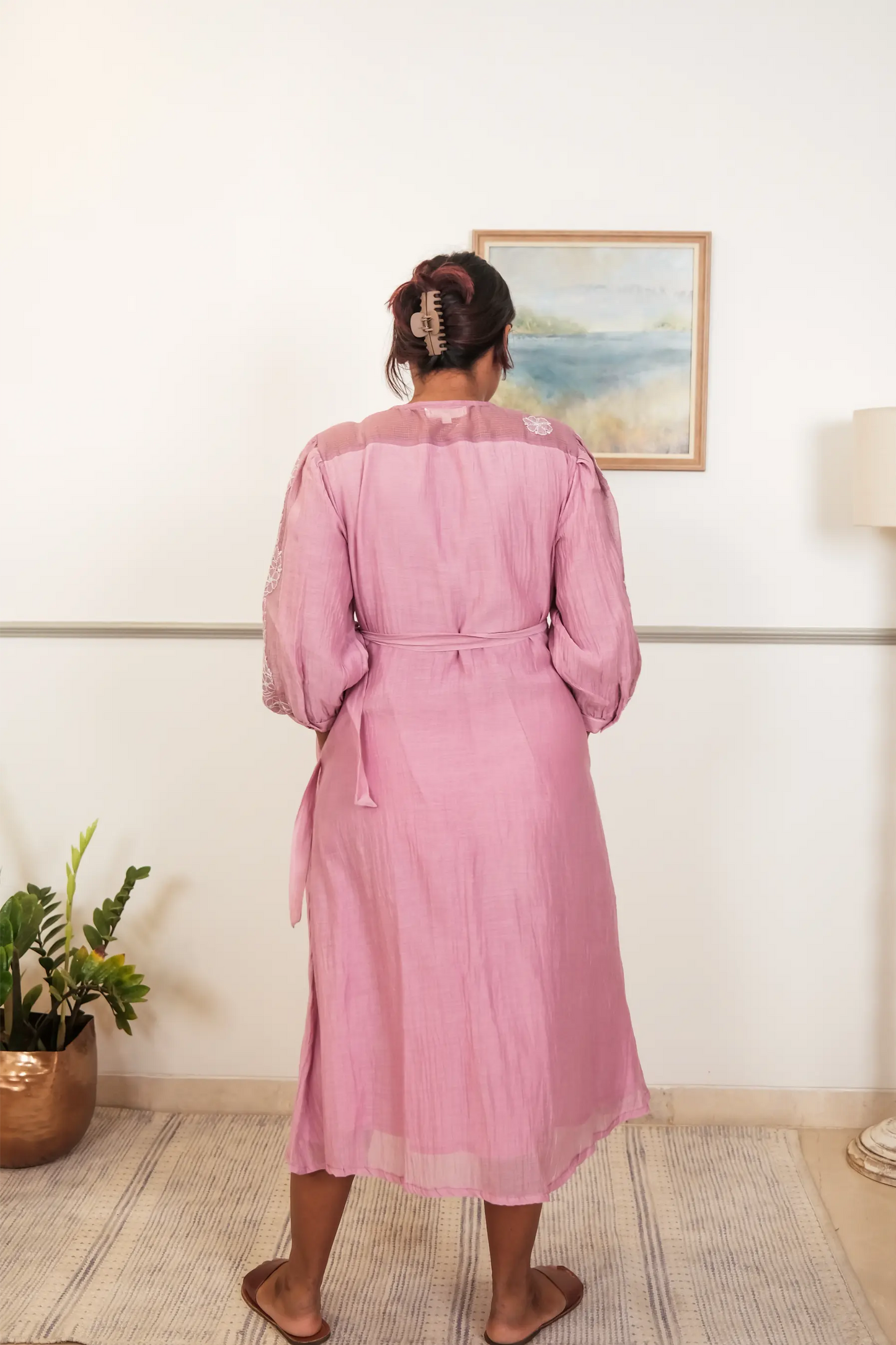 Chikankari Midi Wrap Dress - Mul