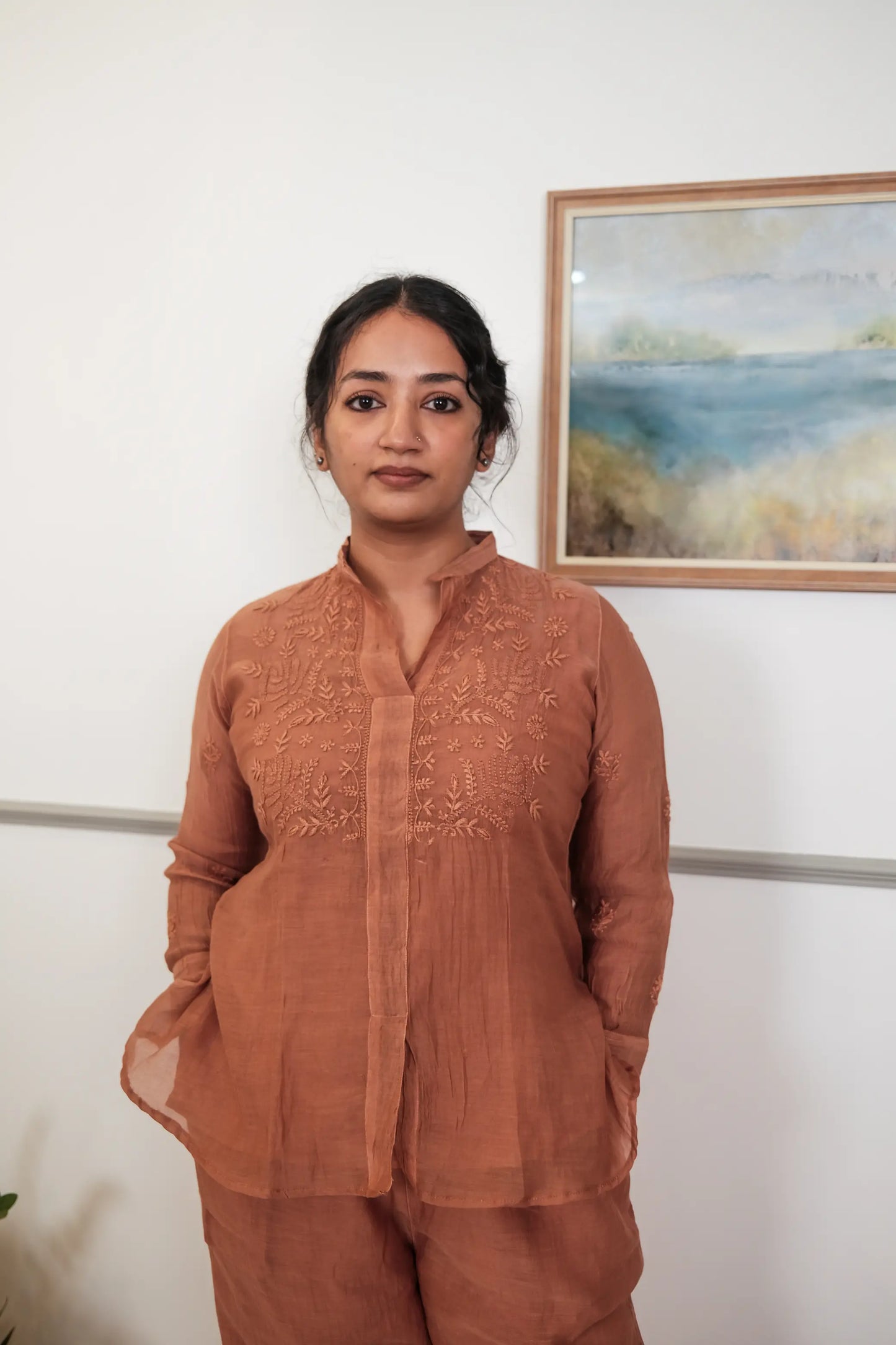 Amhara Chikankari Yoke Co-ord Set