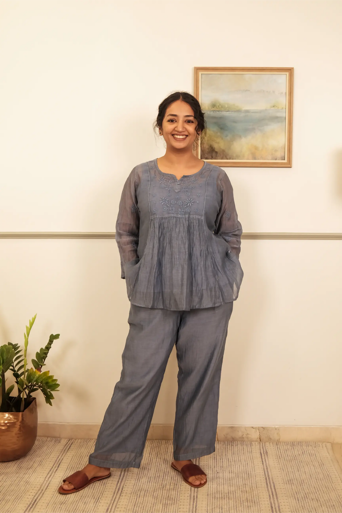 Amhara Chikankari Yoke Co-ord Set