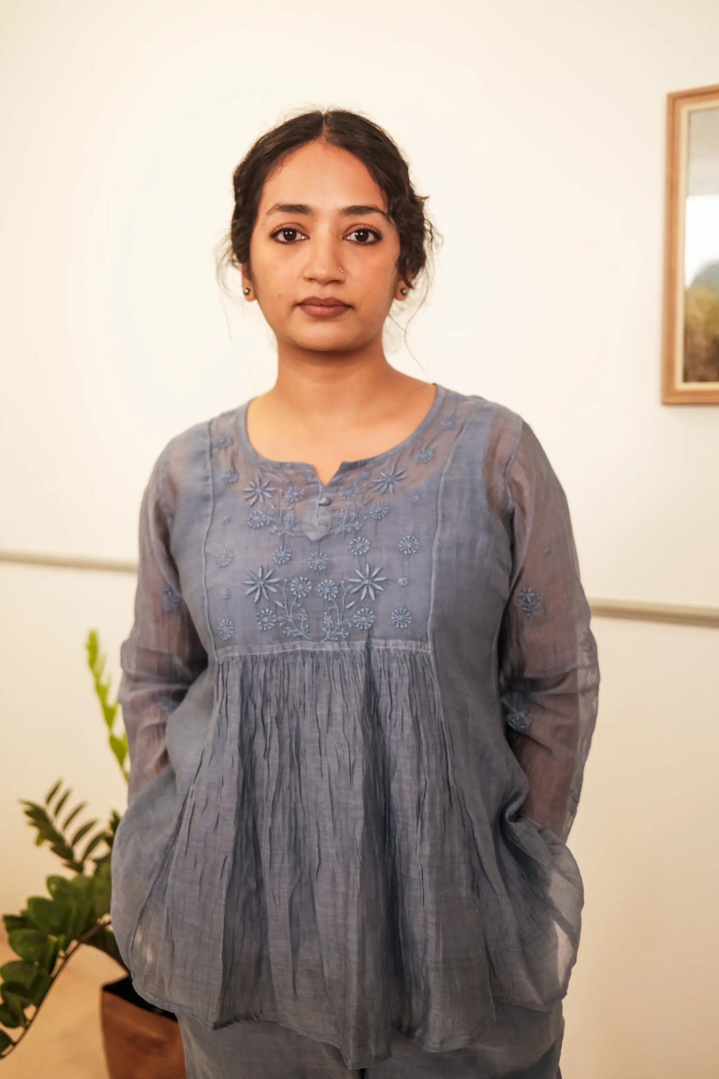 Amhara Chikankari Yoke Co-ord Set