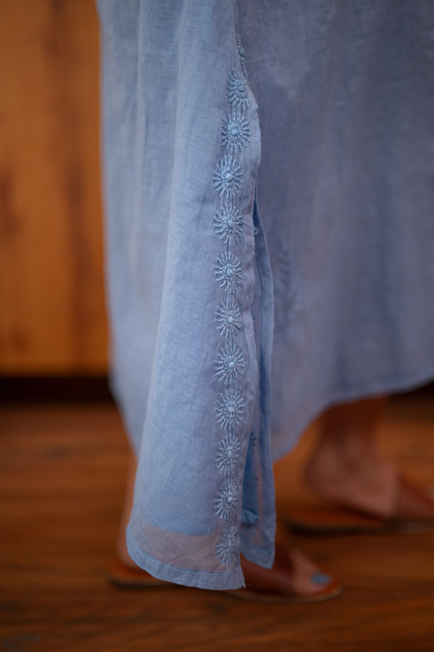 Amhara Soft-Summer Chikankari Dress - Ocean Blue