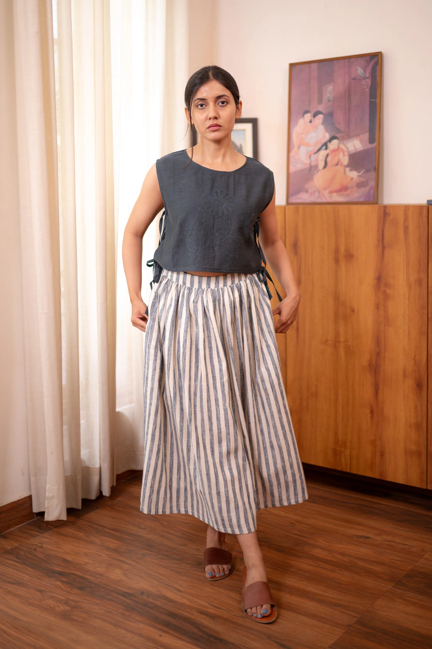 Chikankari Bib & Skirt Co-ord Set