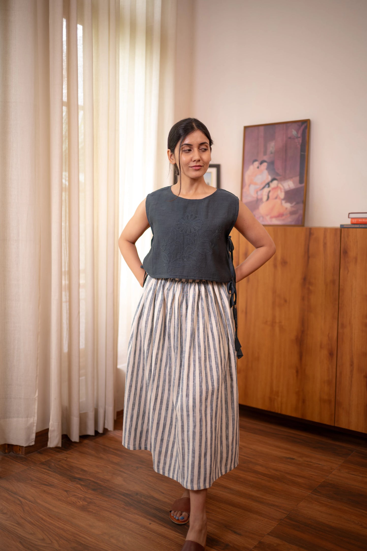 Chikankari Bib & Skirt Co-ord Set