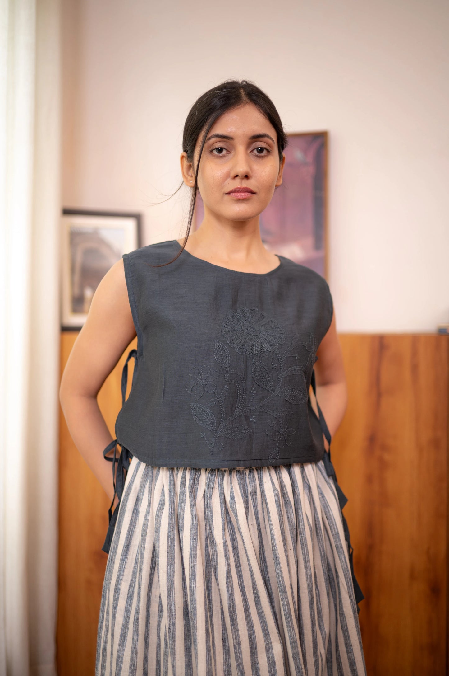 Chikankari Bib & Skirt Co-ord Set