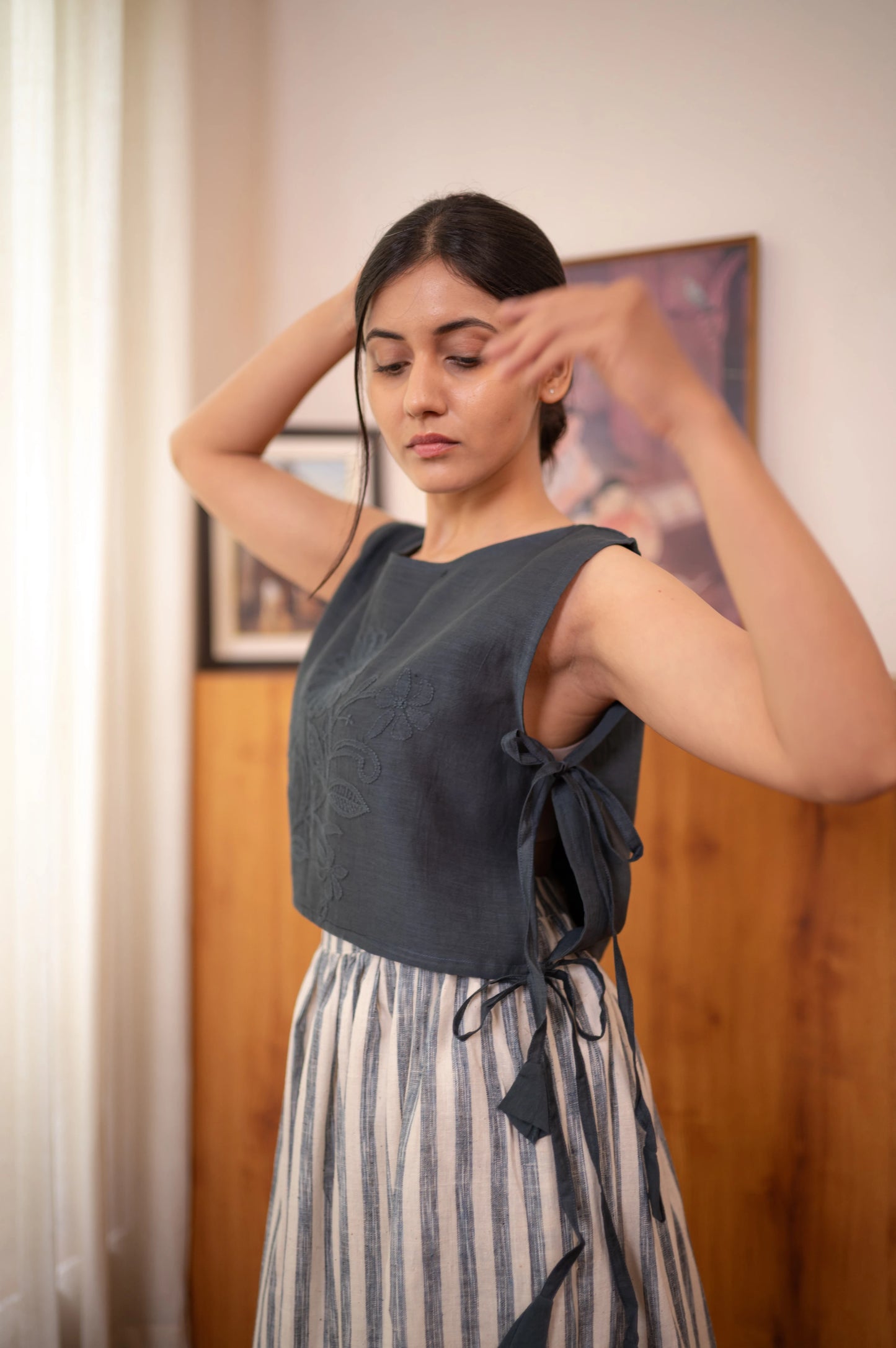 Chikankari Bib & Skirt Co-ord Set